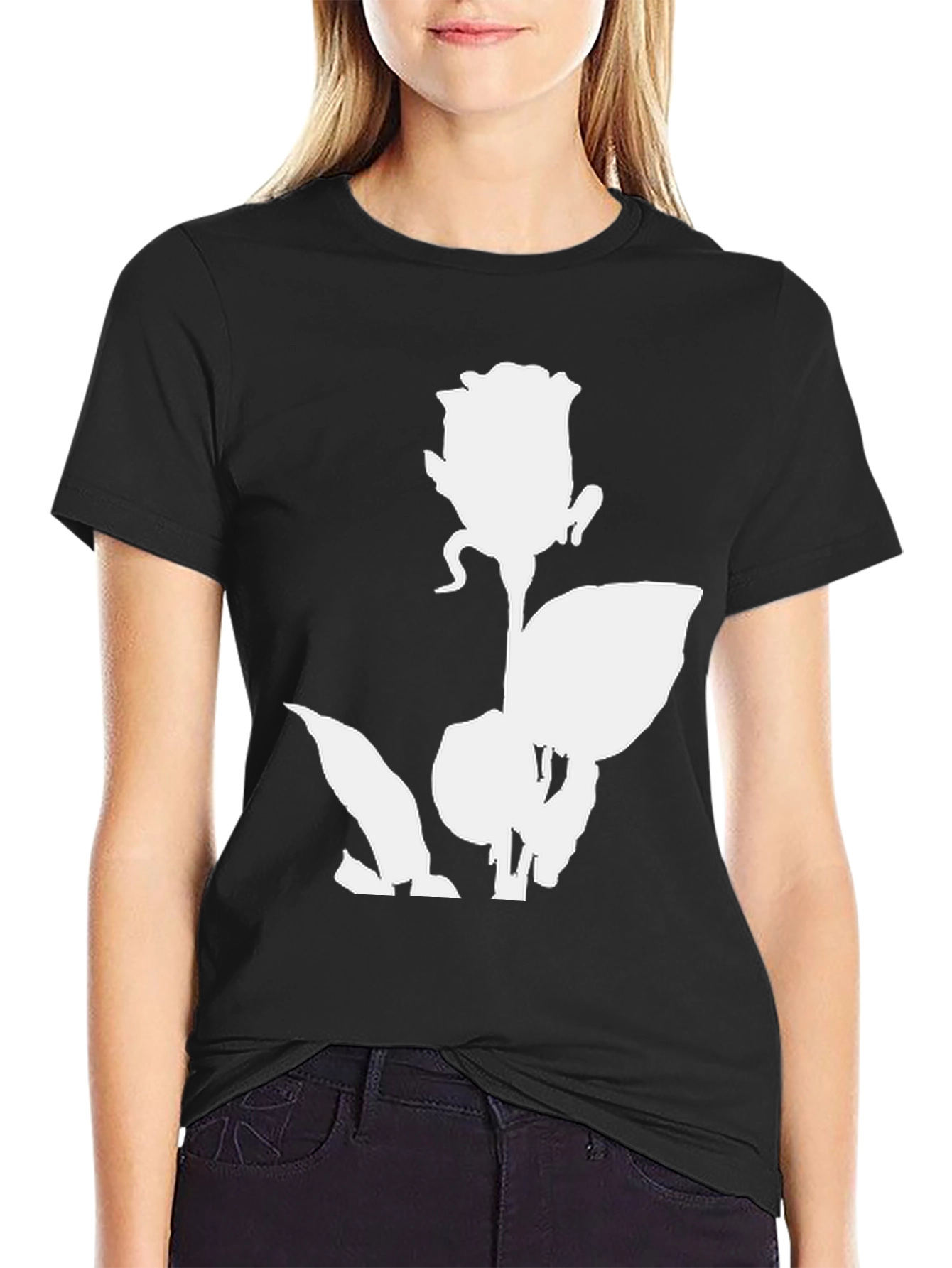 Black Rose Graphic Print Black T-Shirt view 2