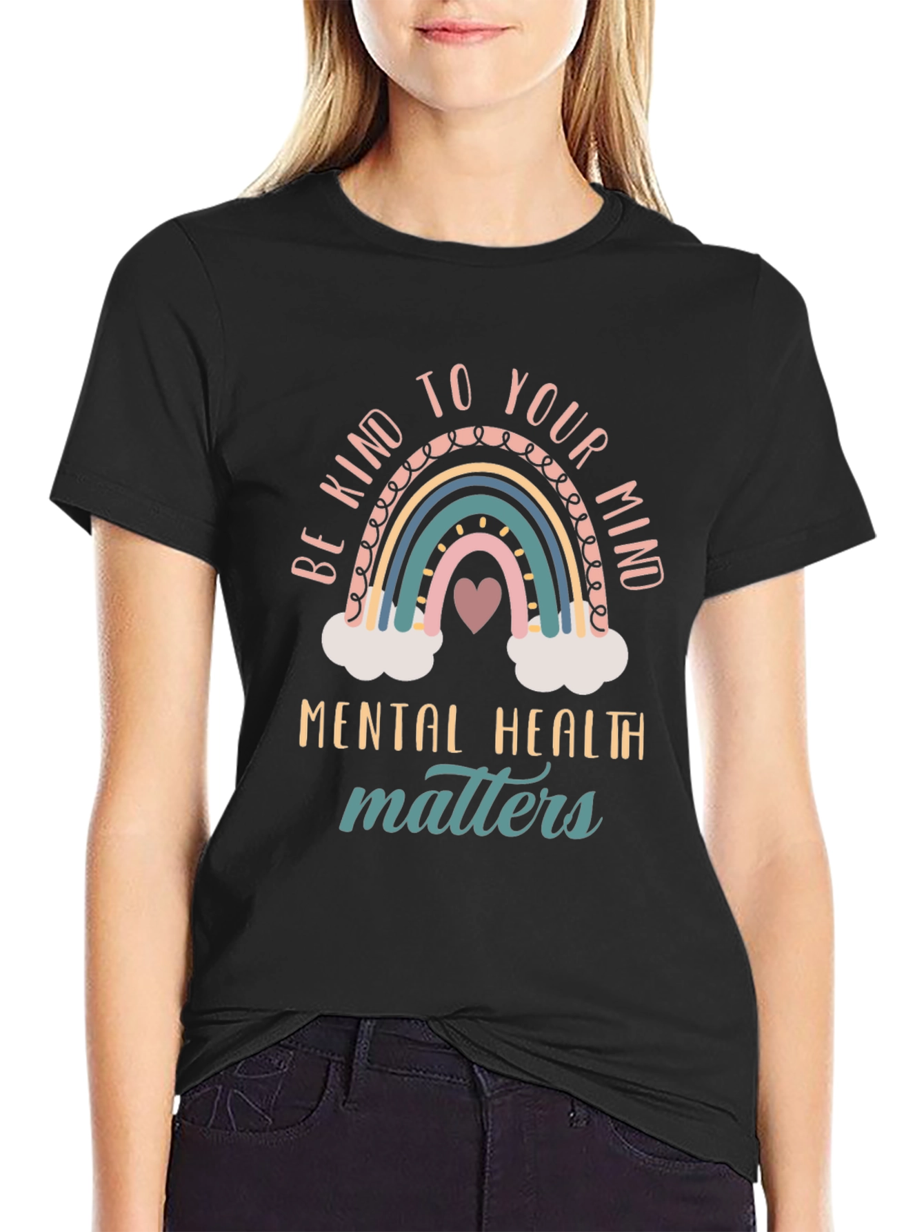 Black Be Kind To Your Mind Mental Health Matters T-Shirt view 2
