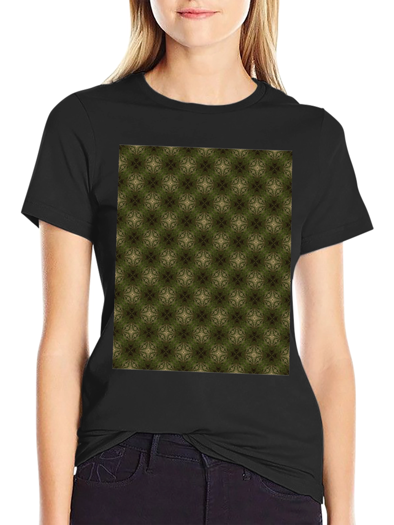Black Patterned Black T-Shirt view 2