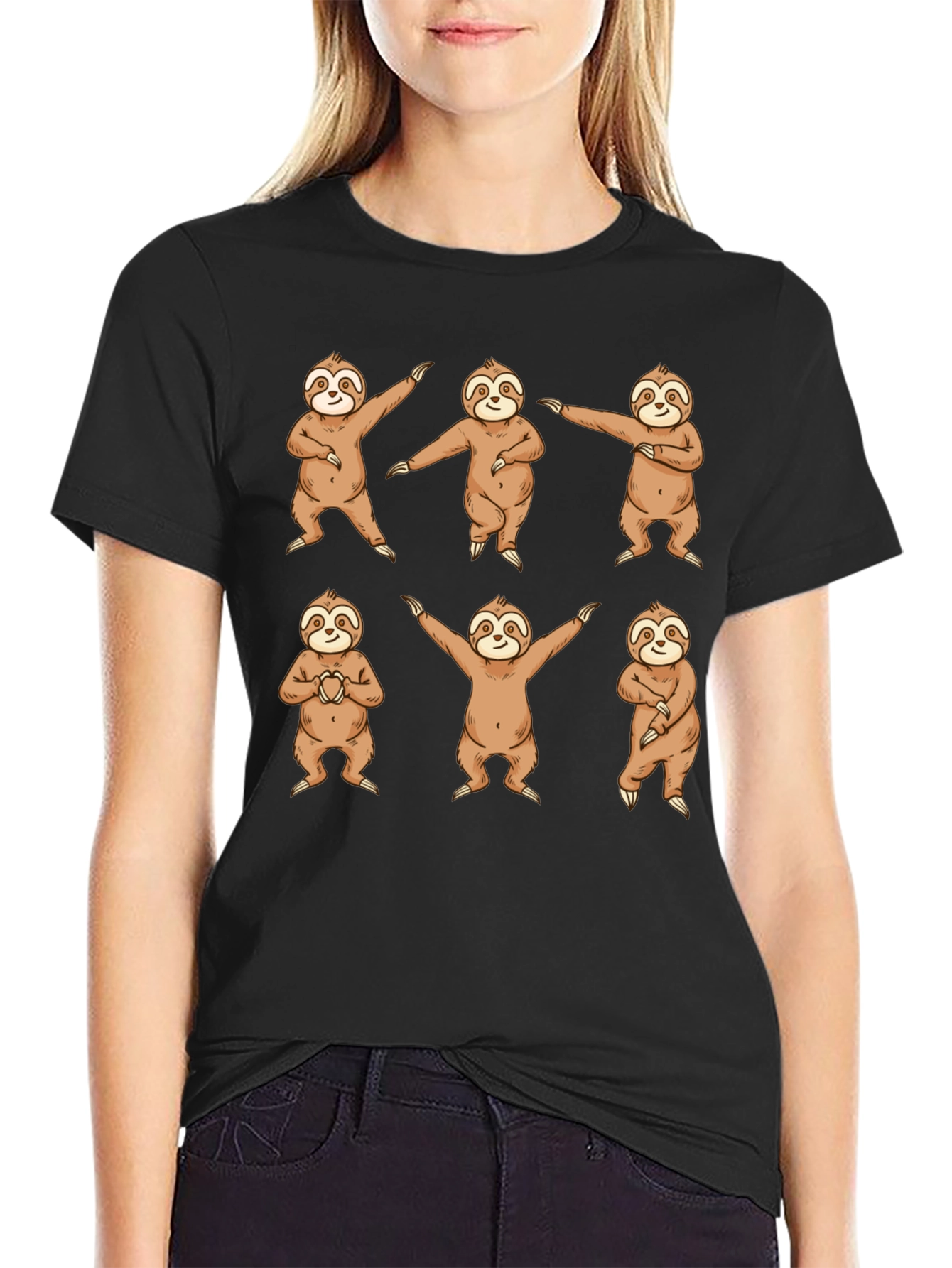 Black Dancing Sloth Graphic Tee - Fun & Comfy view 2