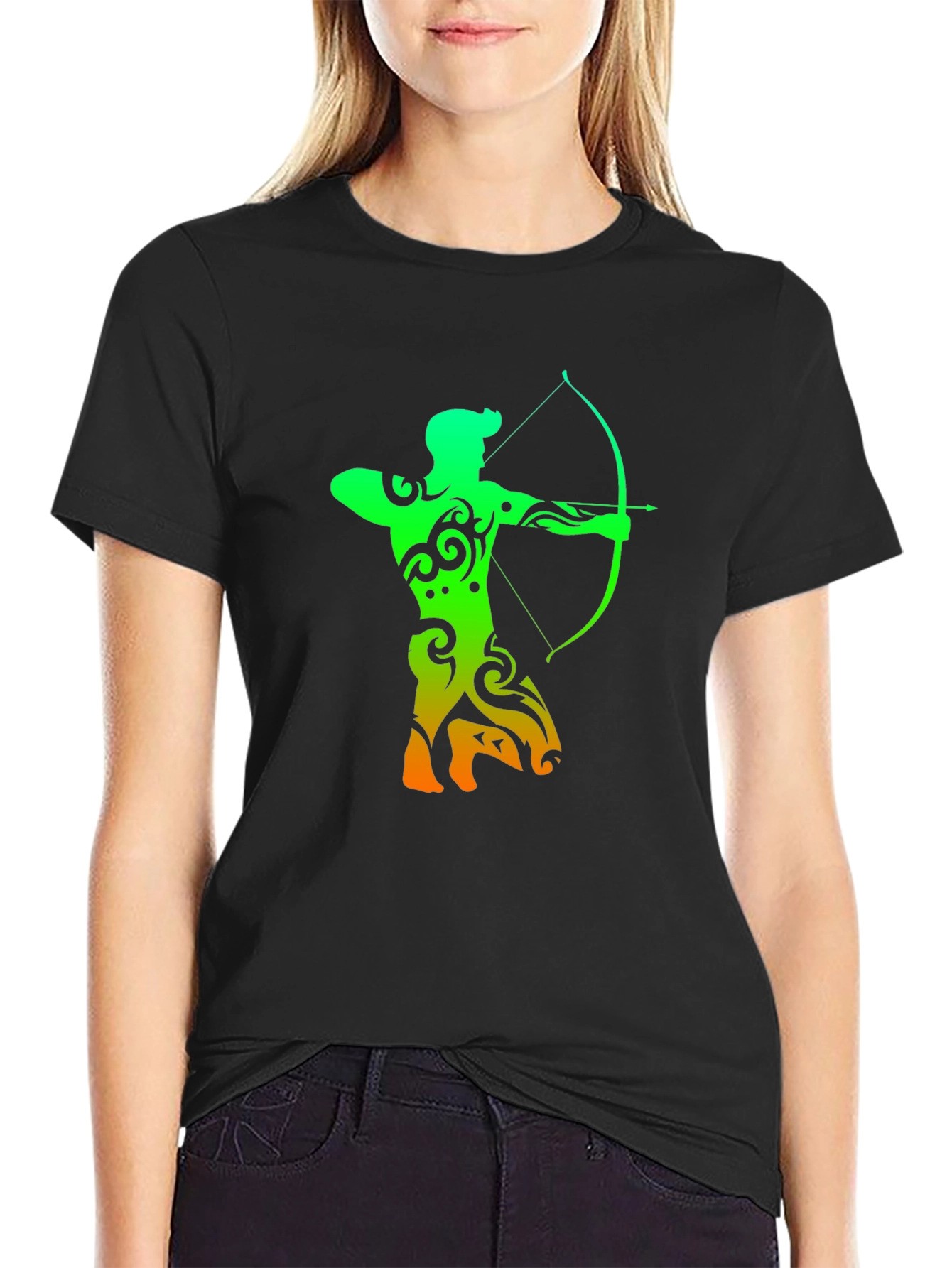 Black Archery Silhouette Graphic T-Shirt - Cool Archer Design view 2