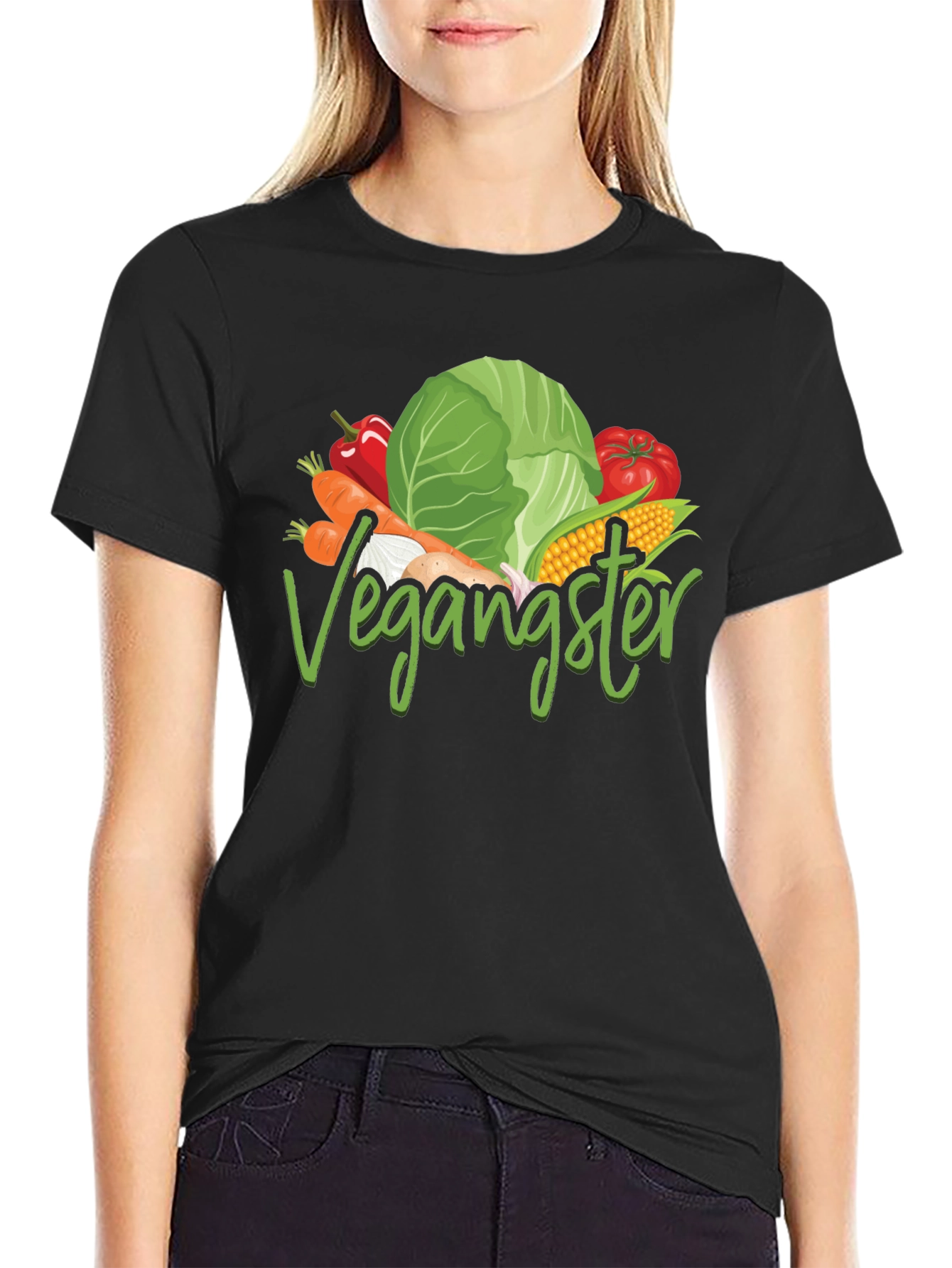 Black Vegan T-Shirt - Vegangster Tee view 2