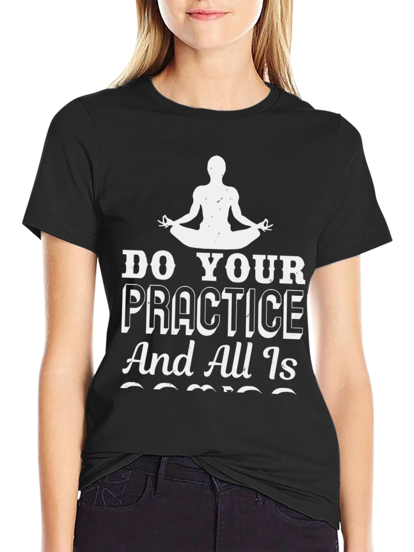 Black Yoga Practice T-Shirt - Zen and Mindfulness Tee view 2