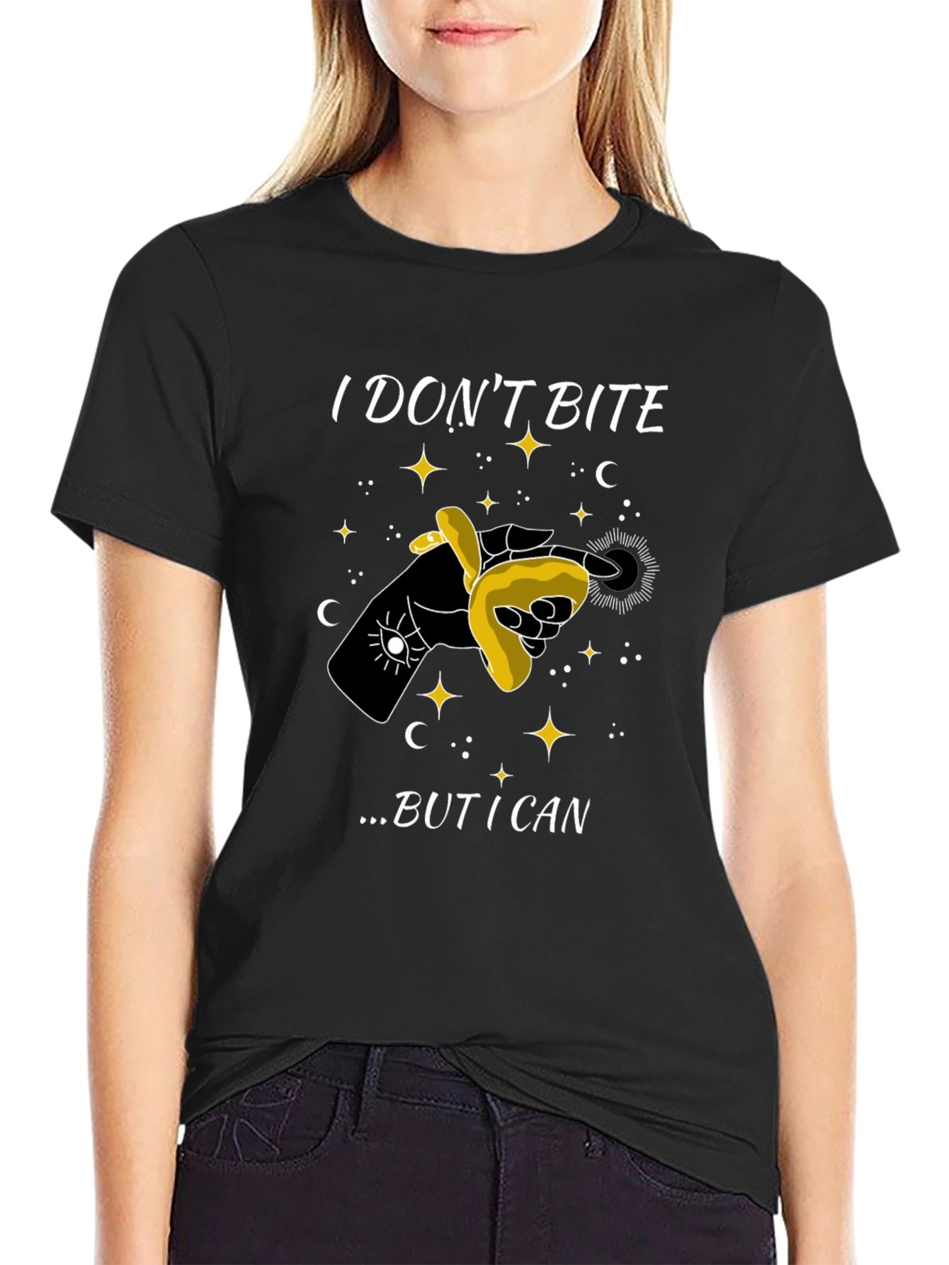 Black I Don't Bite T-Shirt - Funny Graphic Tee view 2