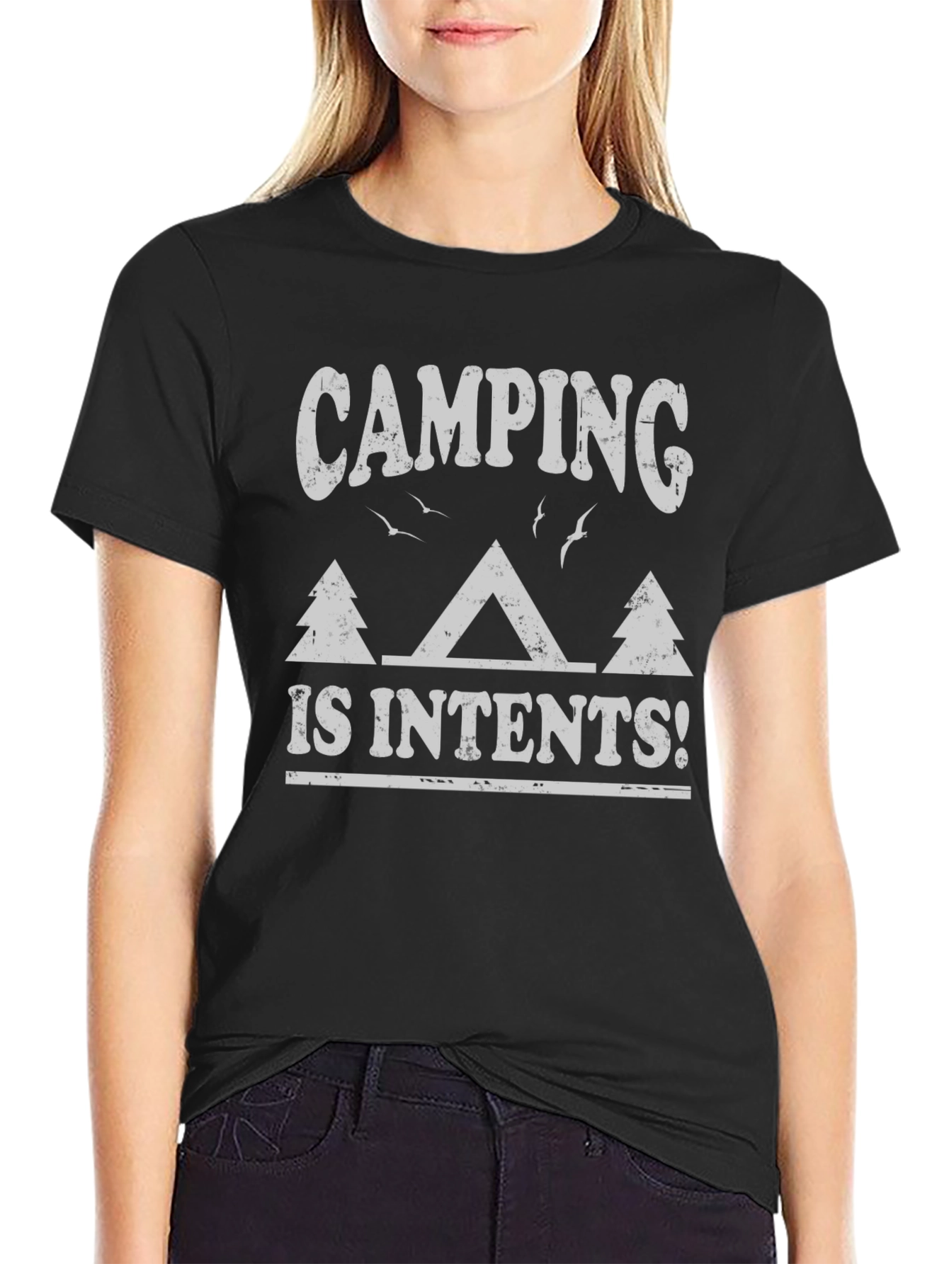 Black Camping is Intents T-Shirt - Nature Lover Tee view 2