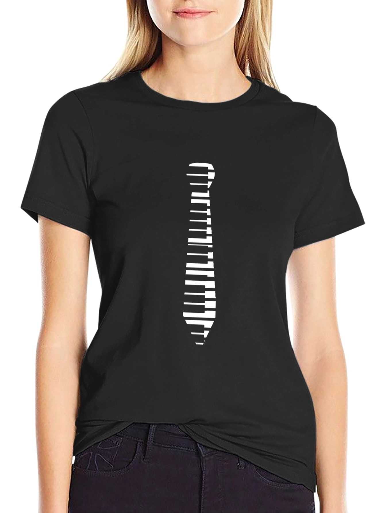 Black Piano Keys Tie Graphic T-Shirt - Cool Music Lover Tee view 2
