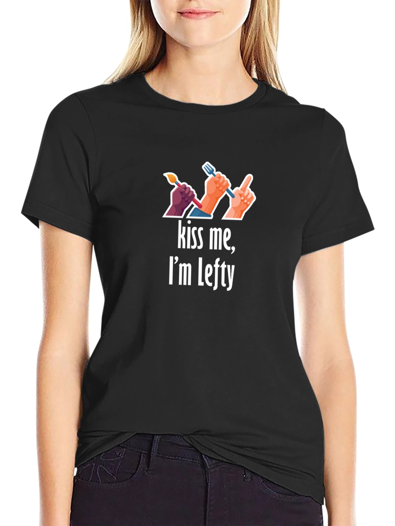 Black Kiss Me, I'm Lefty Graphic T-Shirt view 2