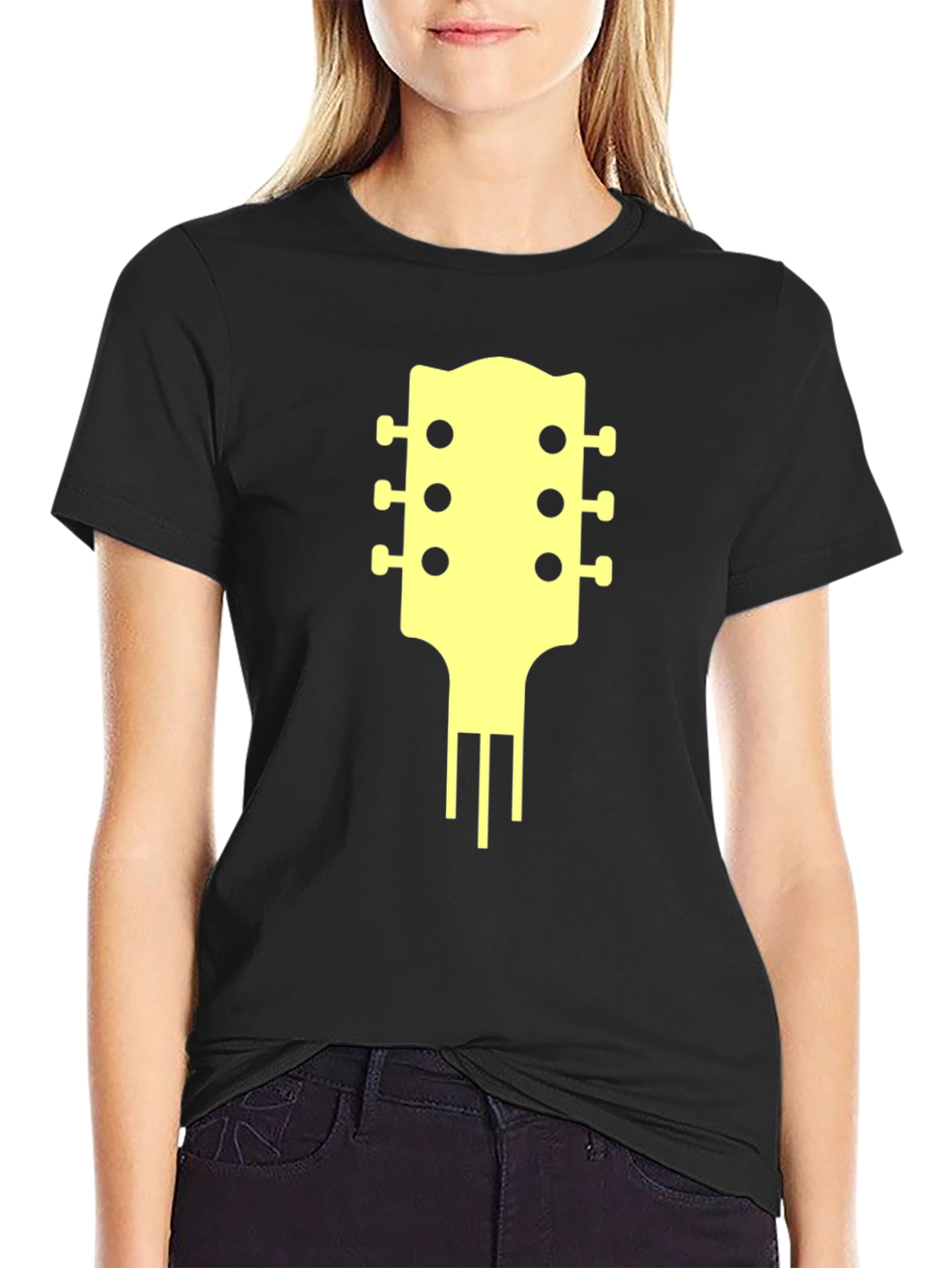 Black Guitar Headstock Graphic Tee view 2