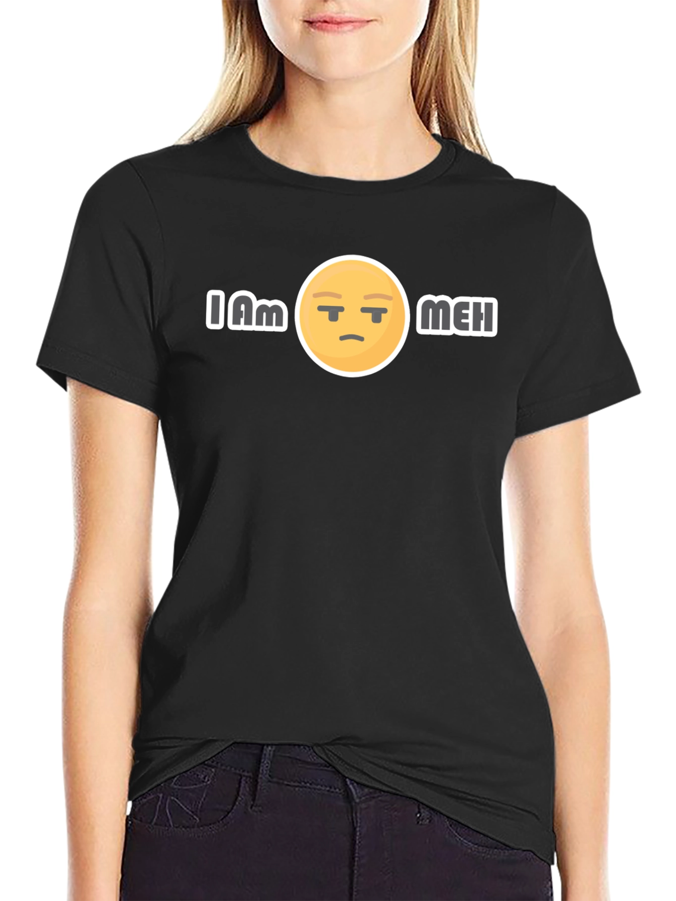 Black I Am Meh T-Shirt: Express Your Mood view 2