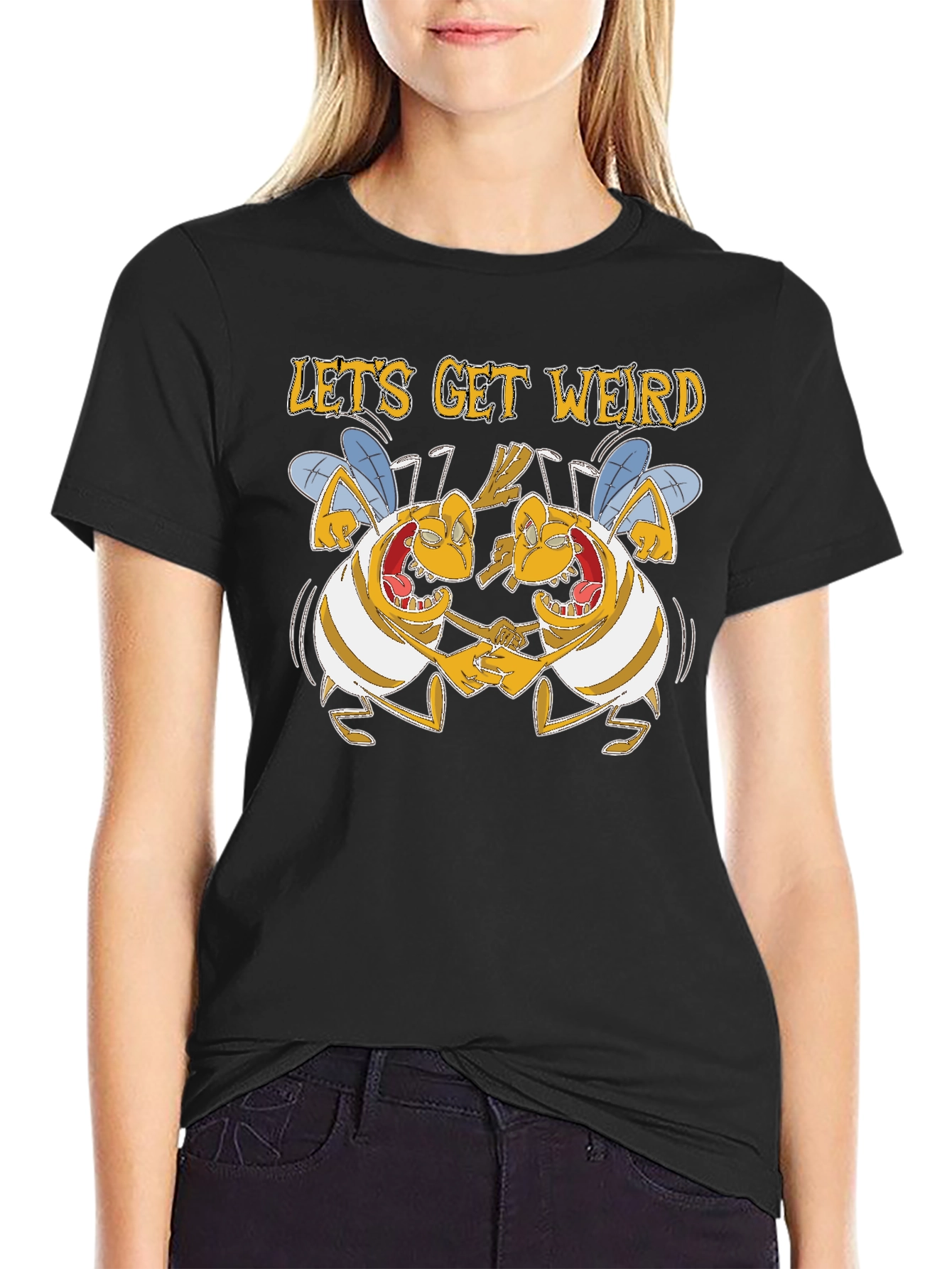 Black Lets Get Weird Graphic T-Shirt view 2