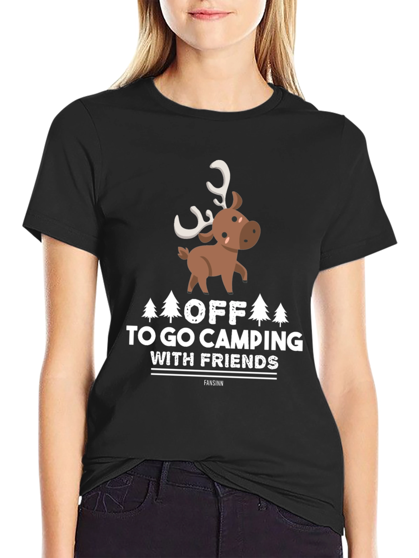 Black Camping with Friends Black T-Shirt view 2