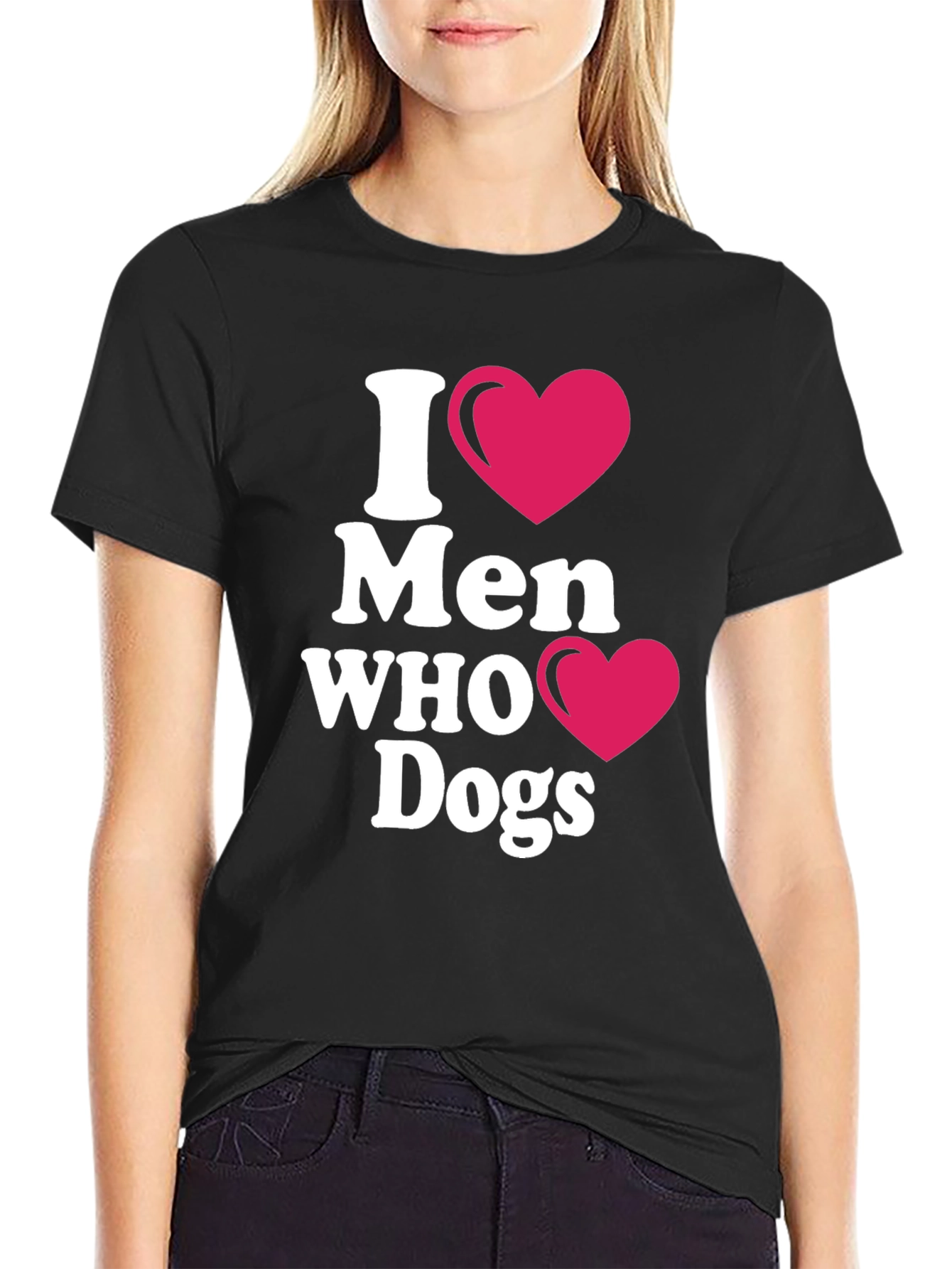 Black I Heart Men Who Love Dogs T-Shirt view 2