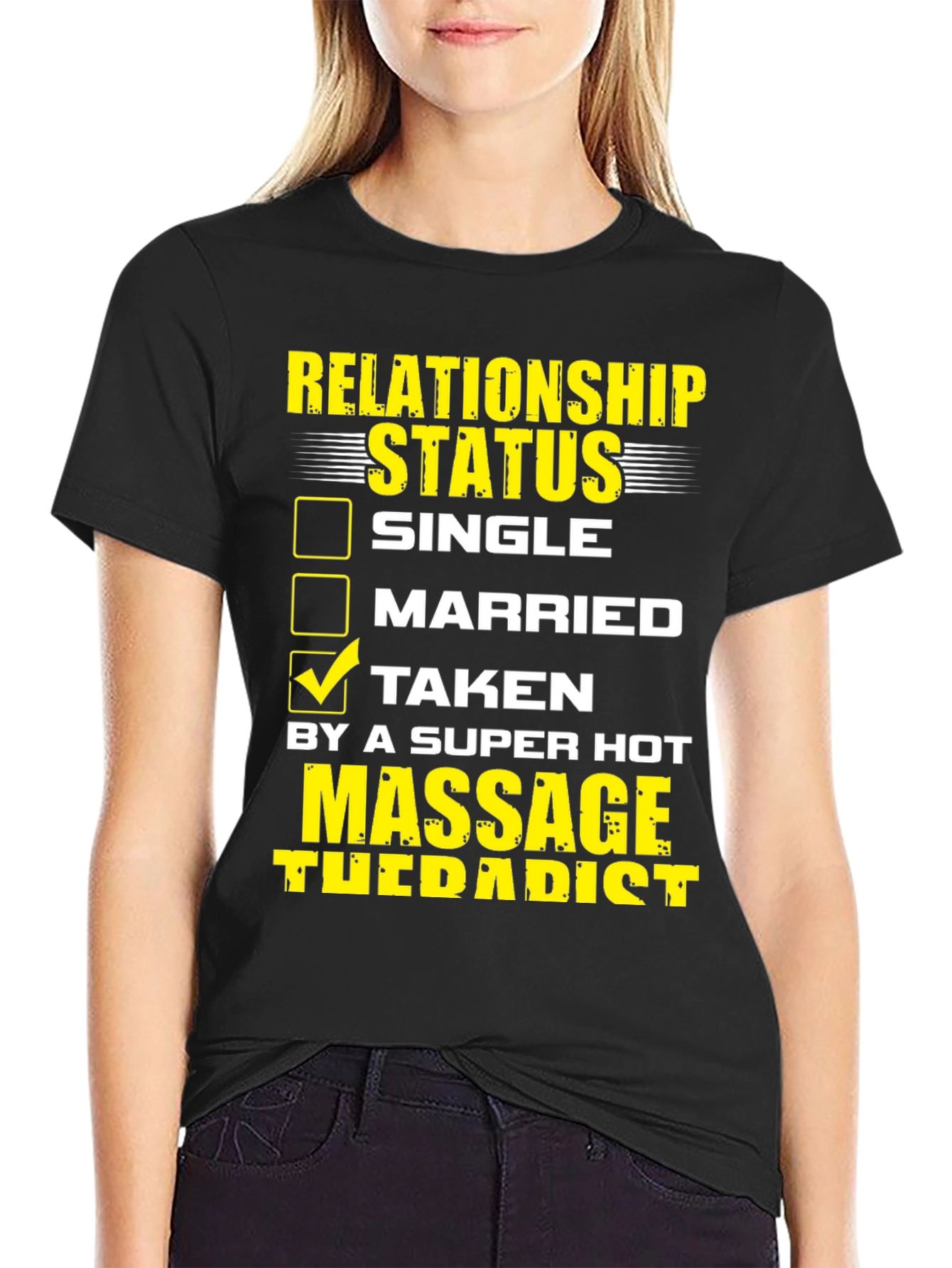 Black Taken by a Hot Massage Therapist T-Shirt view 2