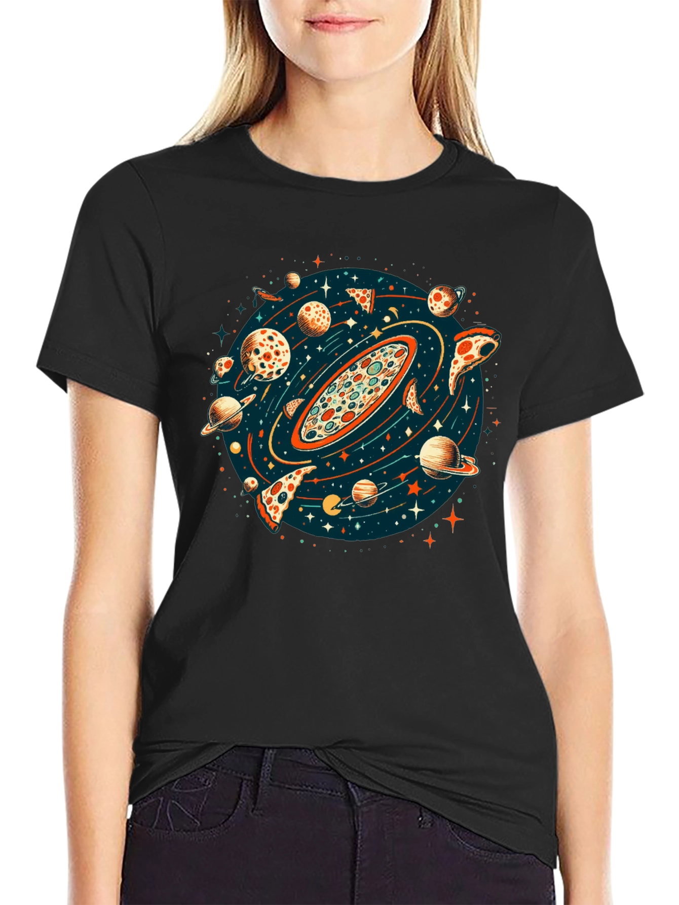 Black Pizza Planet Graphic T-Shirt - Unisex view 2