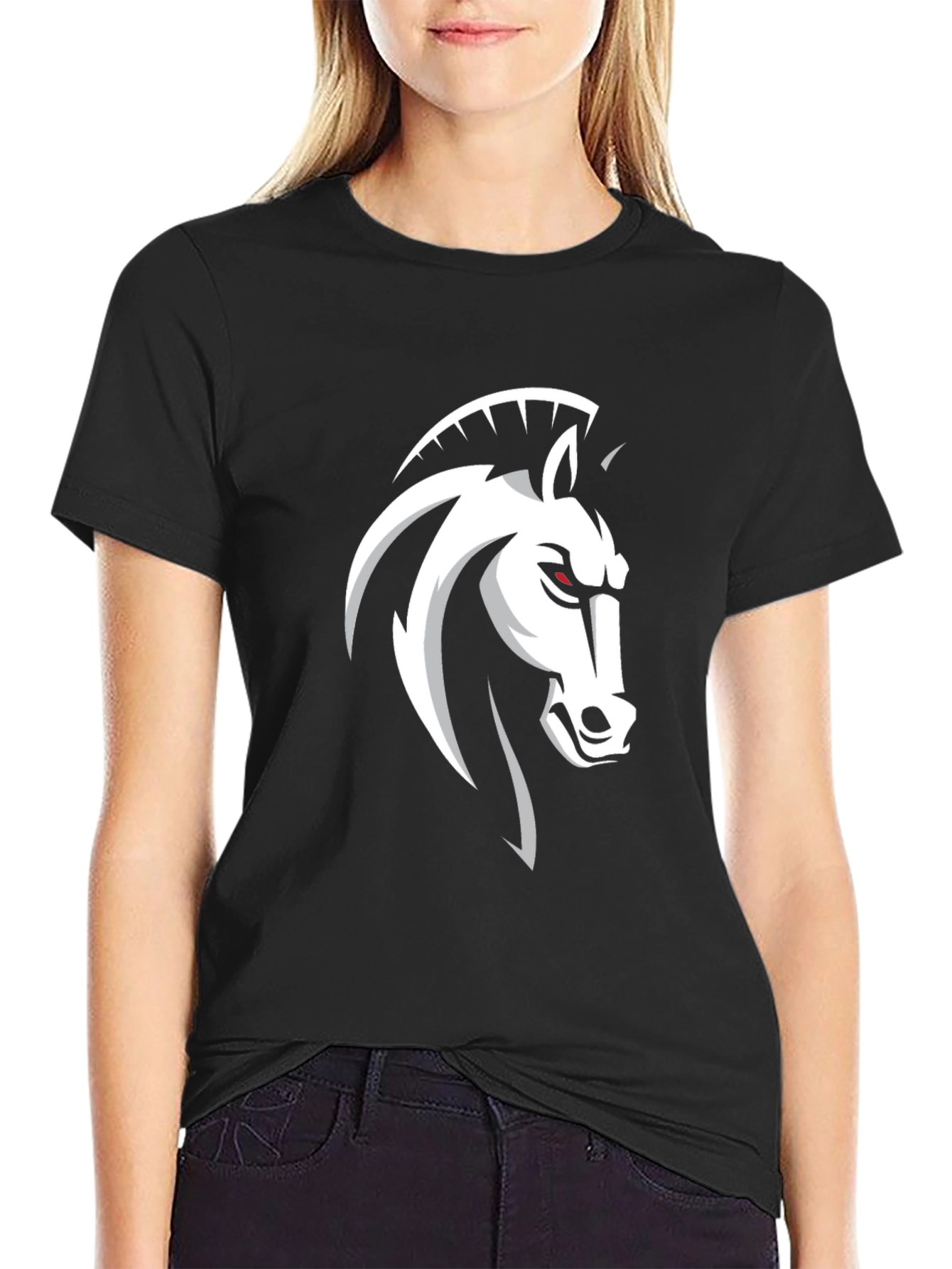 Black Men's Black Horse Head Graphic T-Shirt view 2