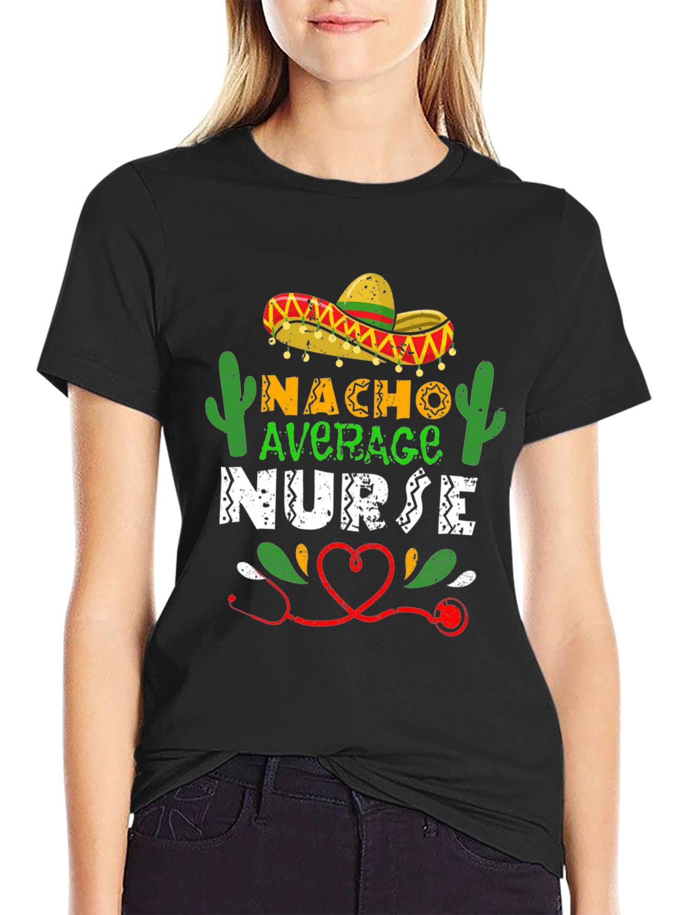 Black Nacho Average Nurse T-Shirt - Fun Medical Apparel view 2