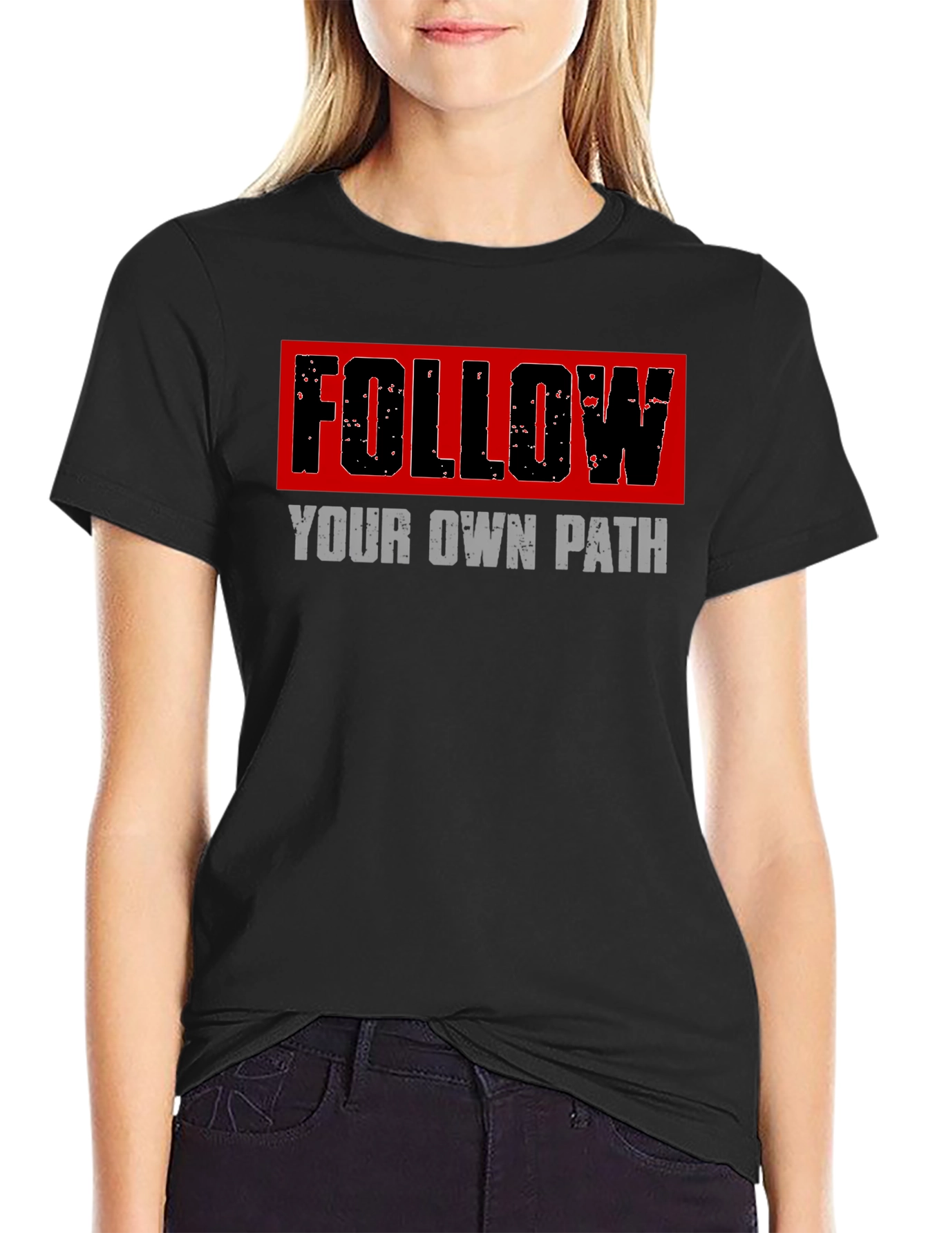 Black Follow Your Own Path Graphic Tee - Black view 2