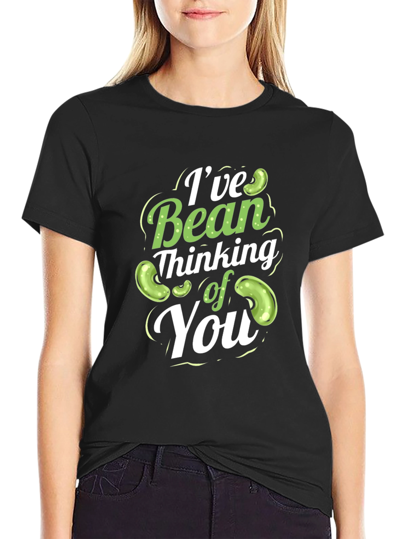 Black I've Bean Thinking of You T-Shirt Funny Pun Tee view 2