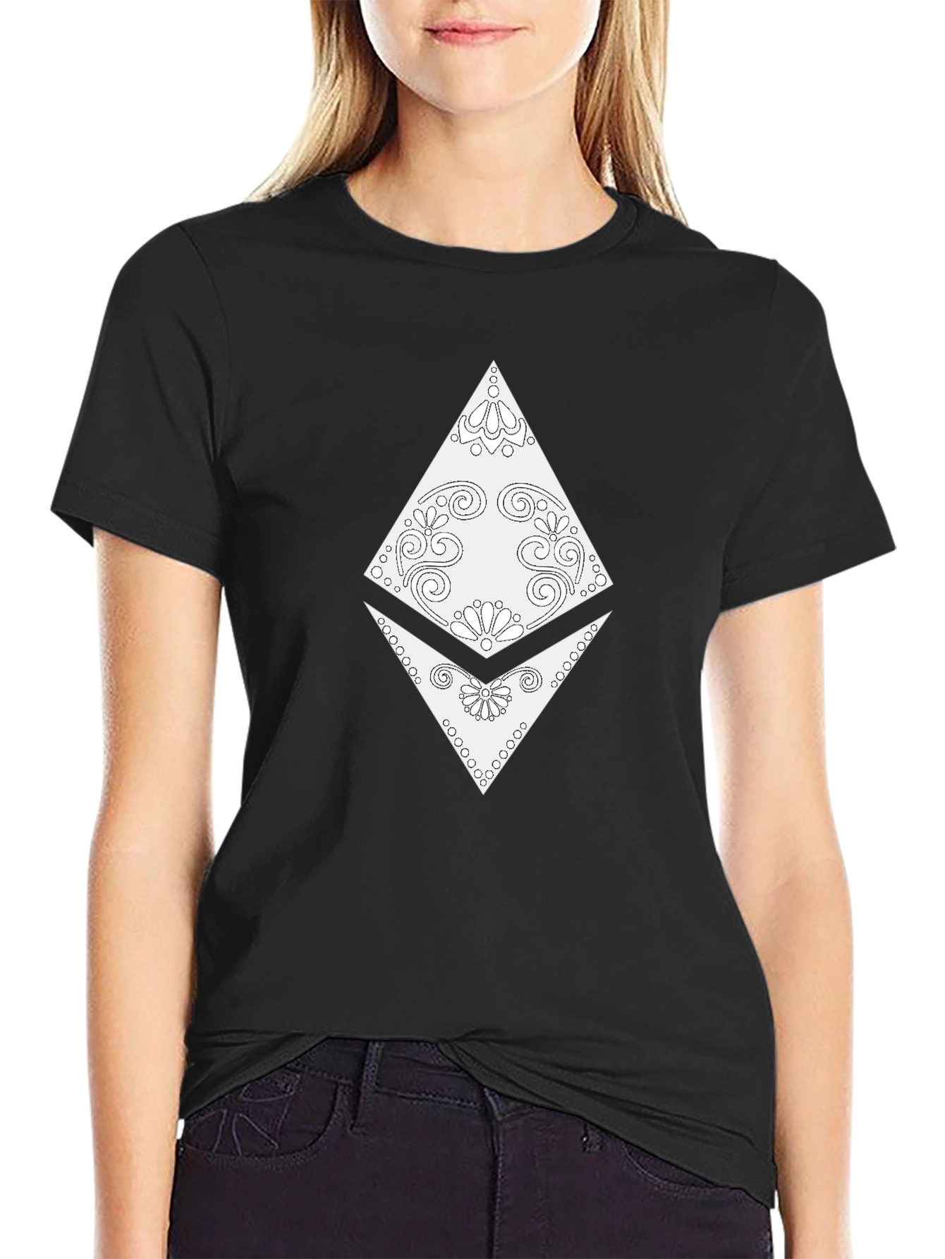 Black Ethereum Diamond T-Shirt - Black Crypto Tee view 2