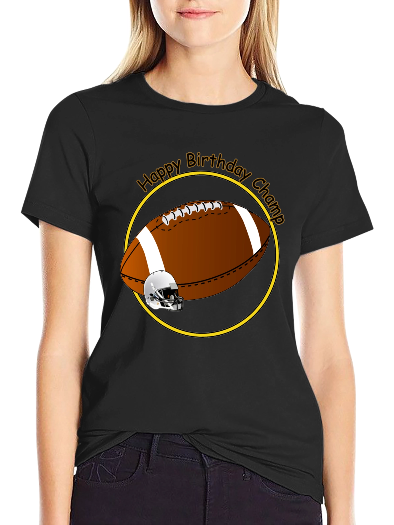 Black Birthday Football Champ T-Shirt view 2