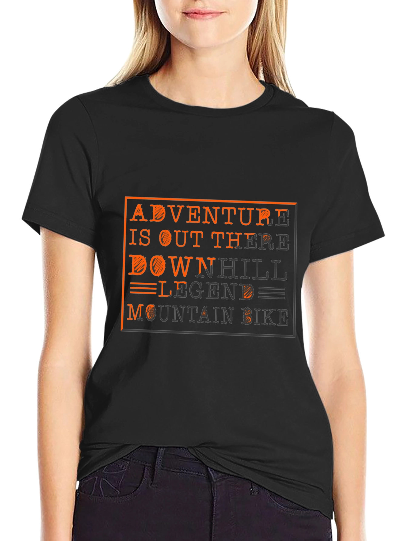 Black Adventure Mountain Bike Graphic Tee view 2