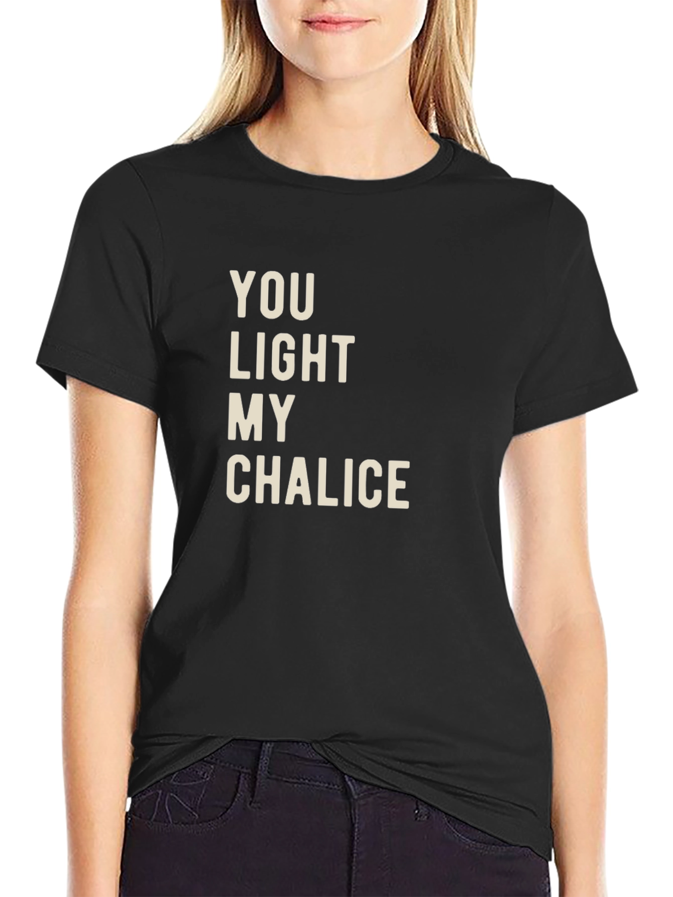 Black You Light My Chalice T-Shirt - Funny Graphic Tee view 2