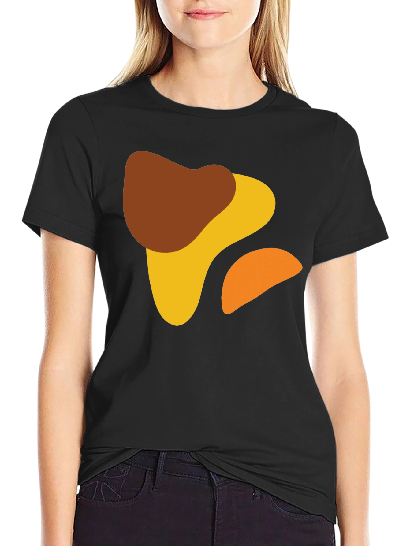 Black Abstract Shapes Black T-Shirt - Modern Art Design view 2