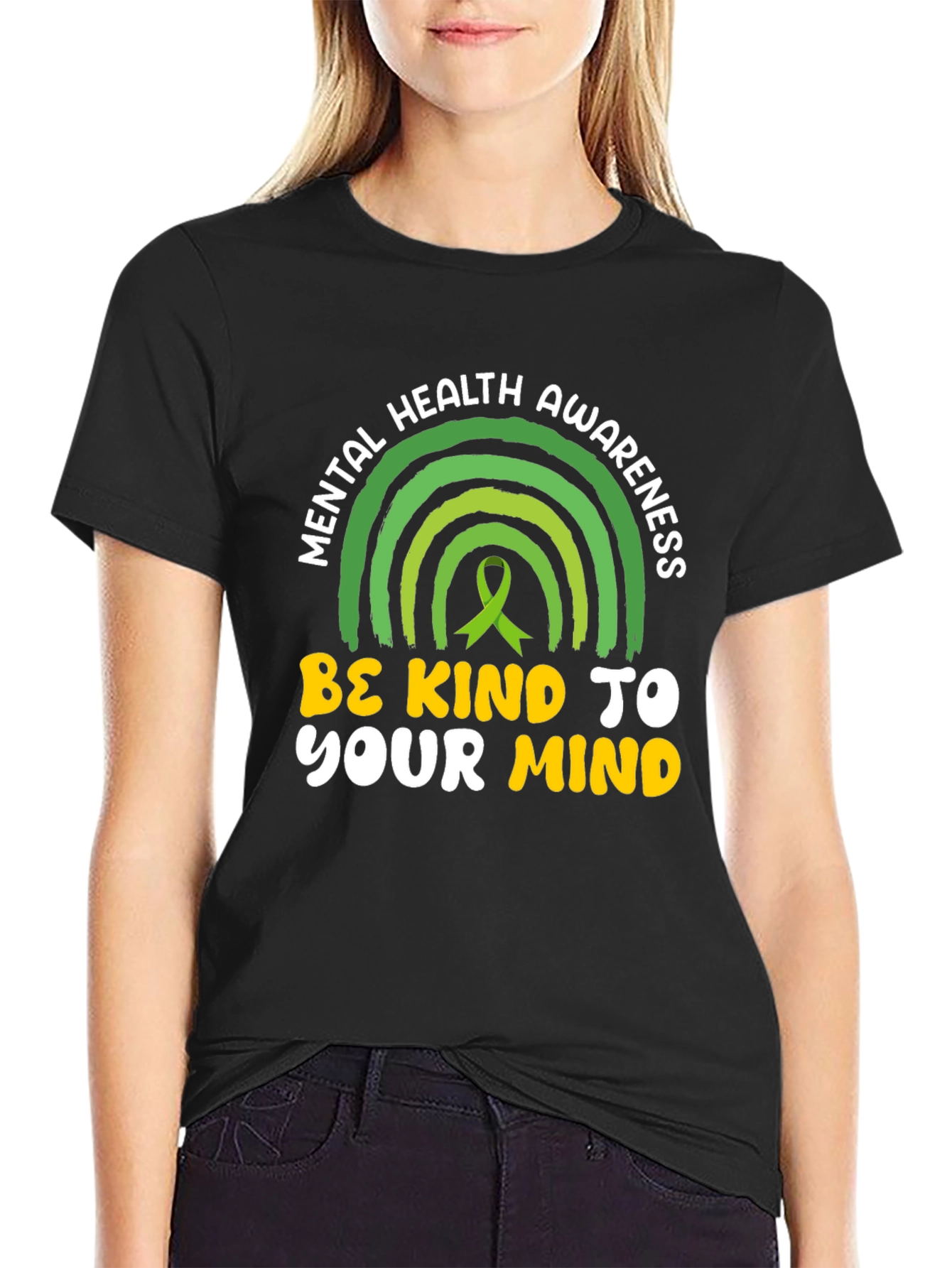 Black Mental Health Awareness T-Shirt - Be Kind To Your Mind view 2