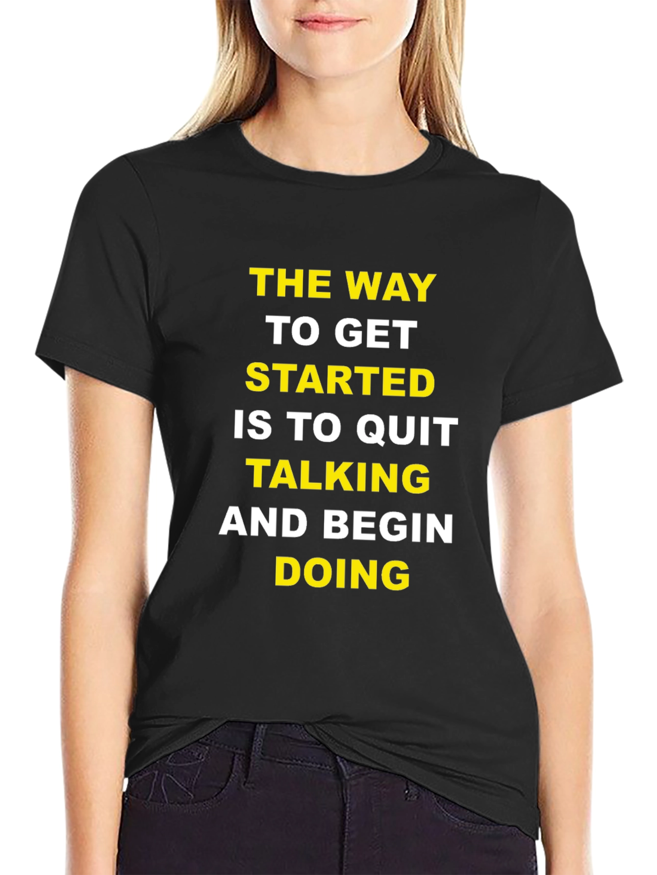 Black Motivational T-Shirt: Quit Talking & Begin Doing view 2
