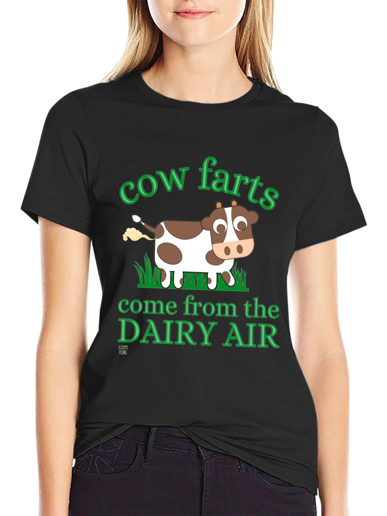 Black Cow Farts Dairy Air Graphic T-Shirt view 2