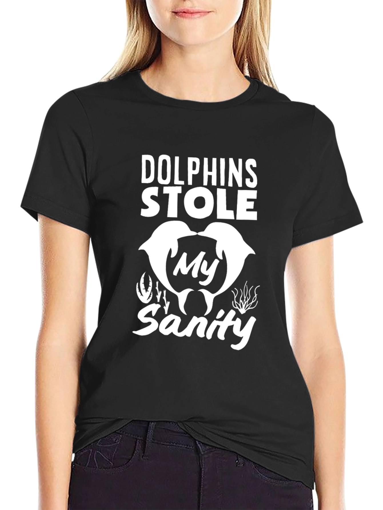 Black Dolphins Stole My Sanity Graphic Tee view 2