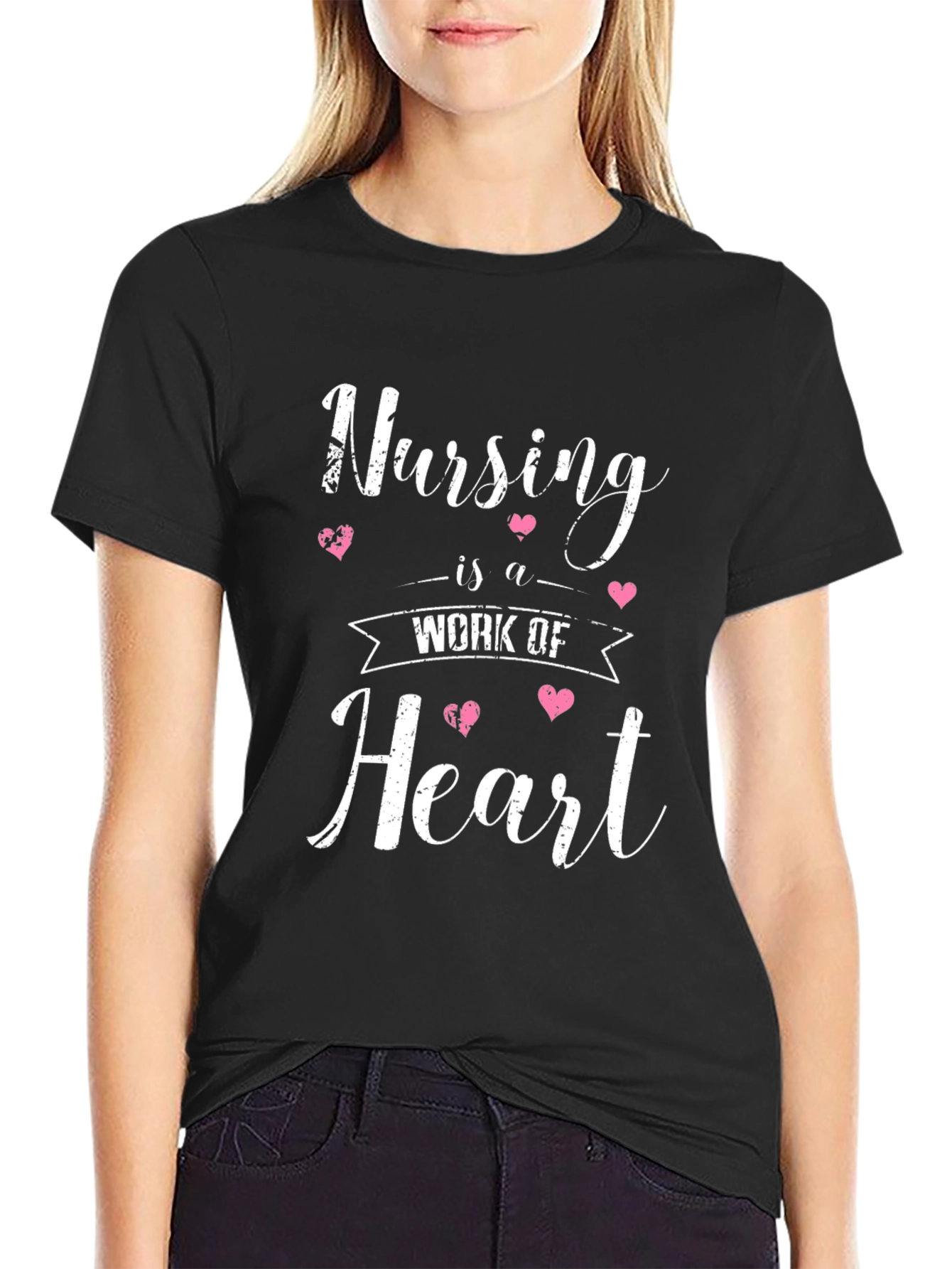 Black Nursing is a Work of Heart T-Shirt view 2