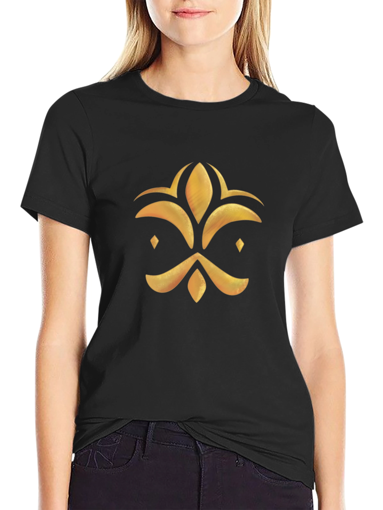 Black Golden Emblem Black T-Shirt view 2