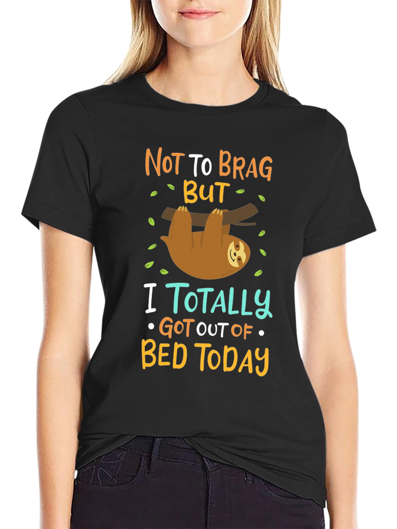 Black Funny Sloth T-Shirt: Not To Brag But... view 2