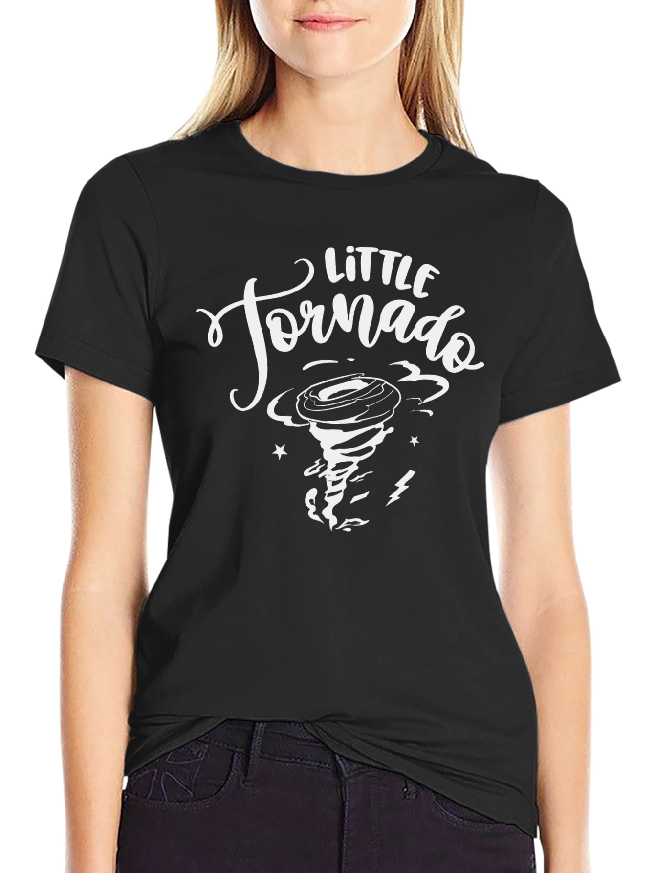 Black Little Tornado Graphic Print Tee Shirt view 2