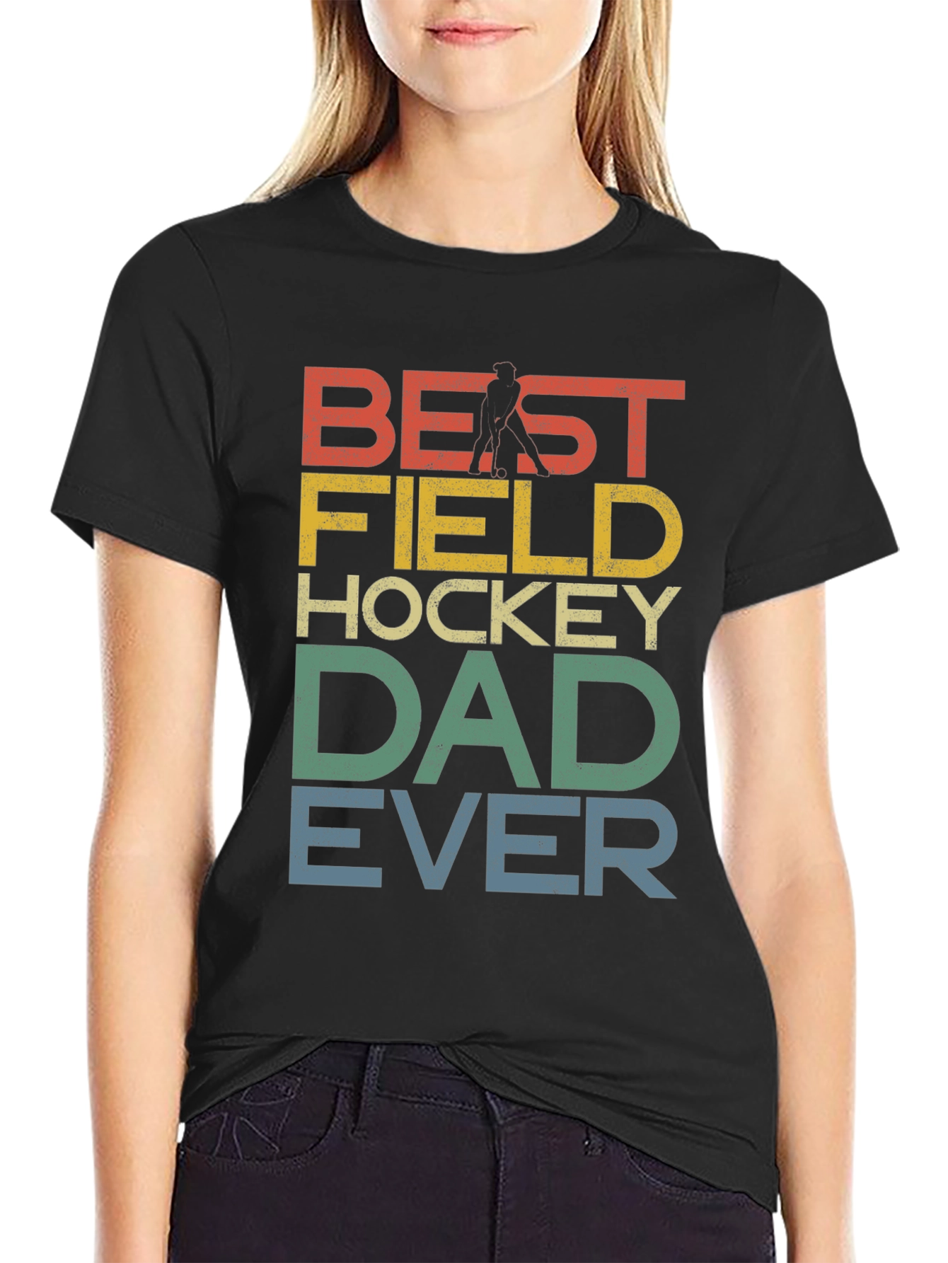 Black Best Field Hockey Dad Ever Graphic T-Shirt view 2