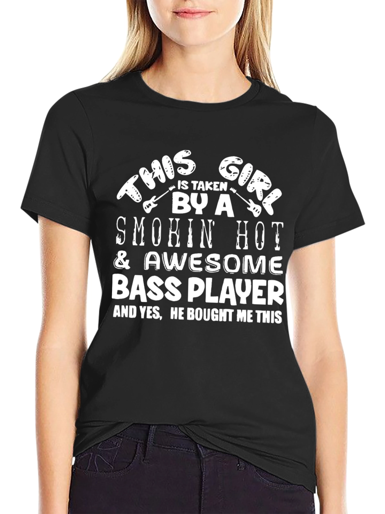 Black Bass Player's Girl T-Shirt view 2