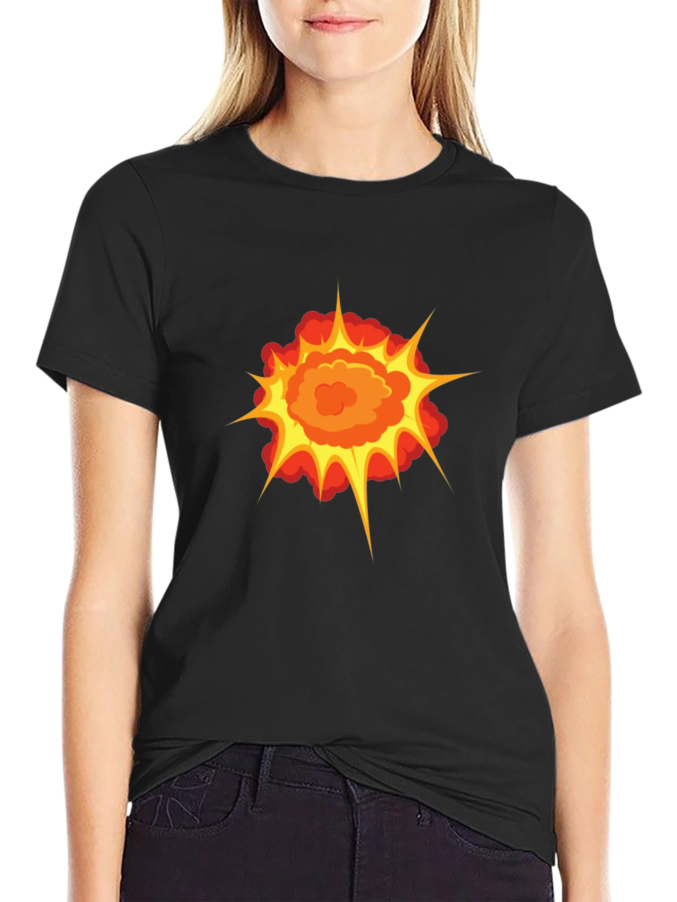 Black Explosion Graphic Print Black T-Shirt view 2
