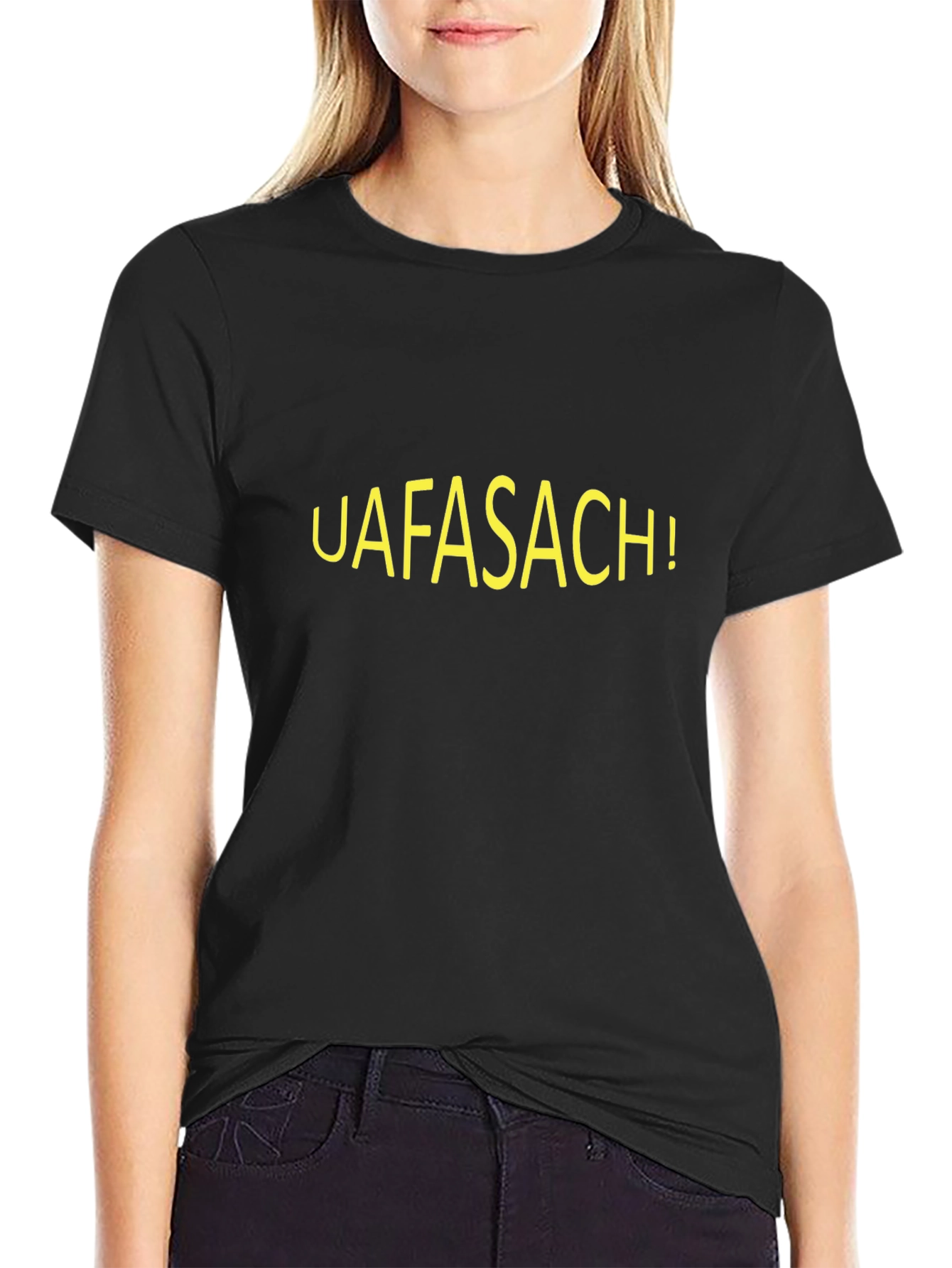 Black UAFASACH! Black Graphic Tee - Bold Statement T-Shirt view 2