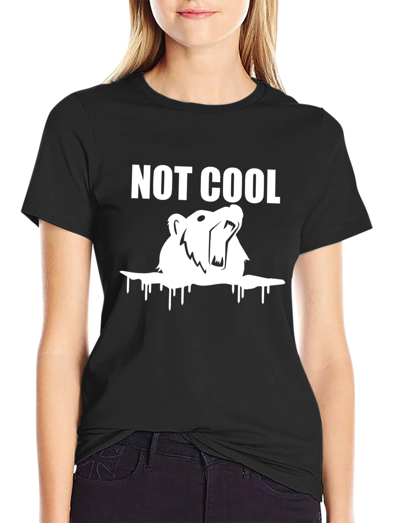 Black "Not Cool" Bear Graphic T-Shirt view 2