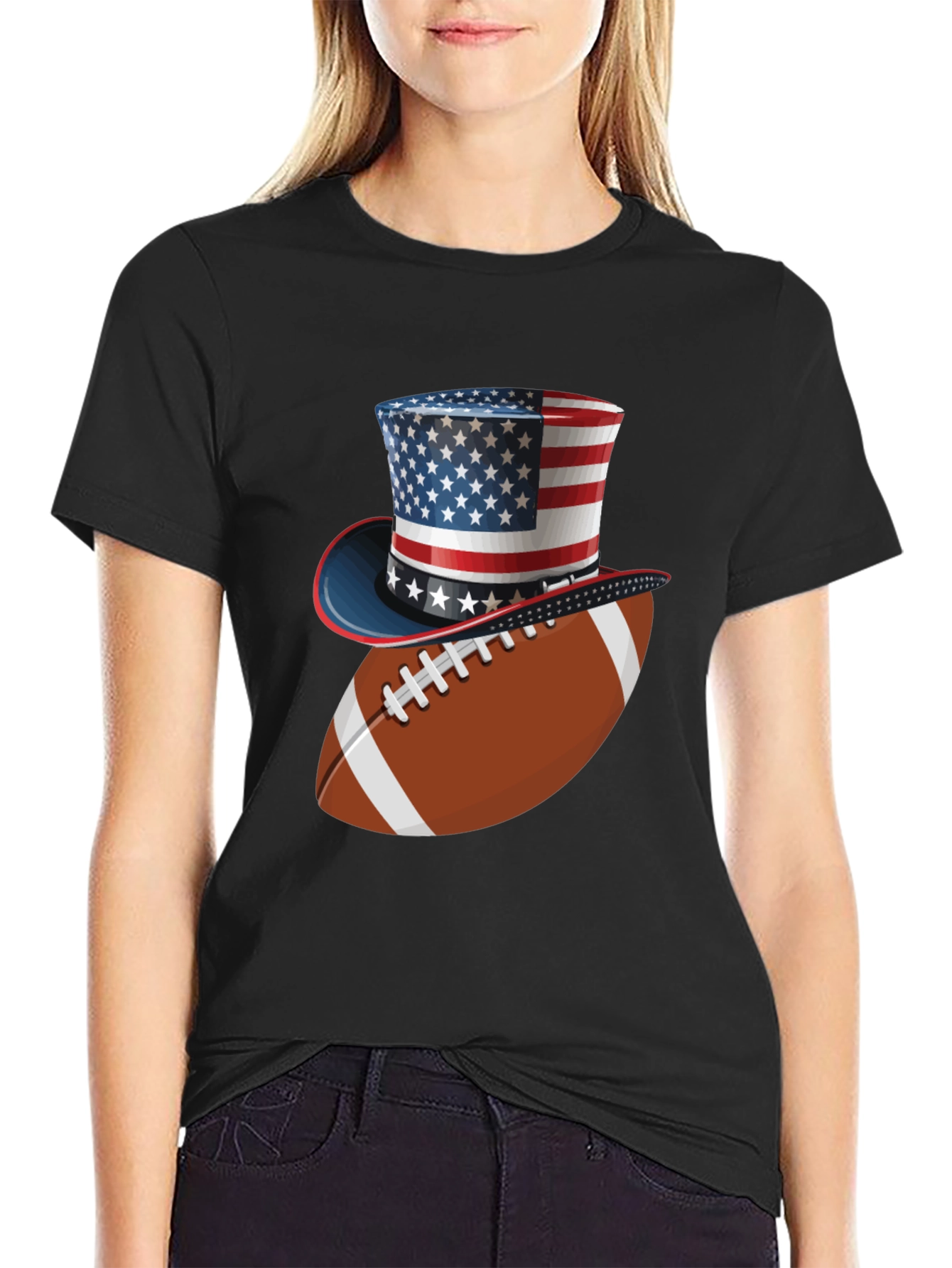 Black Patriotic Football T-Shirt - American Pride view 2