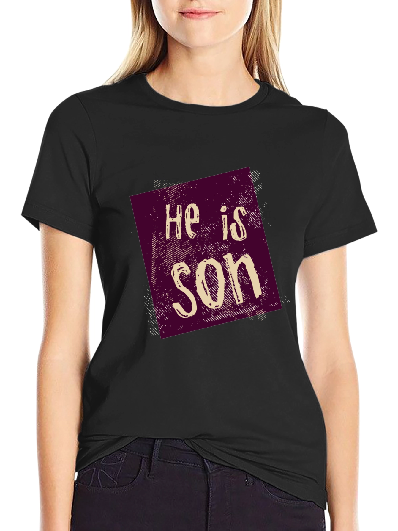Black He is Son Graphic Tee - Casual Style view 2