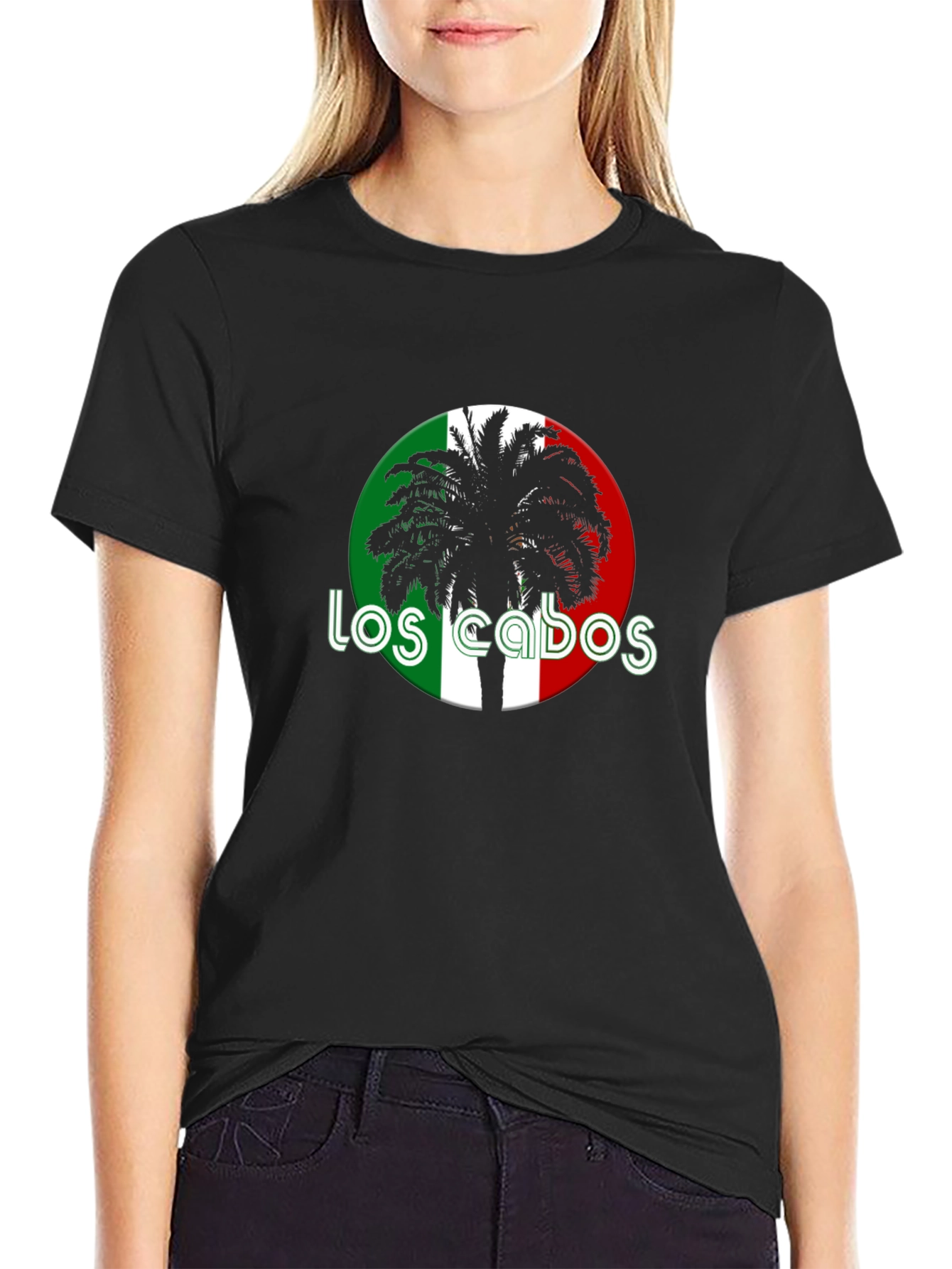 Black Los Cabos Palm Tree Graphic Tee - Black Cotton view 2