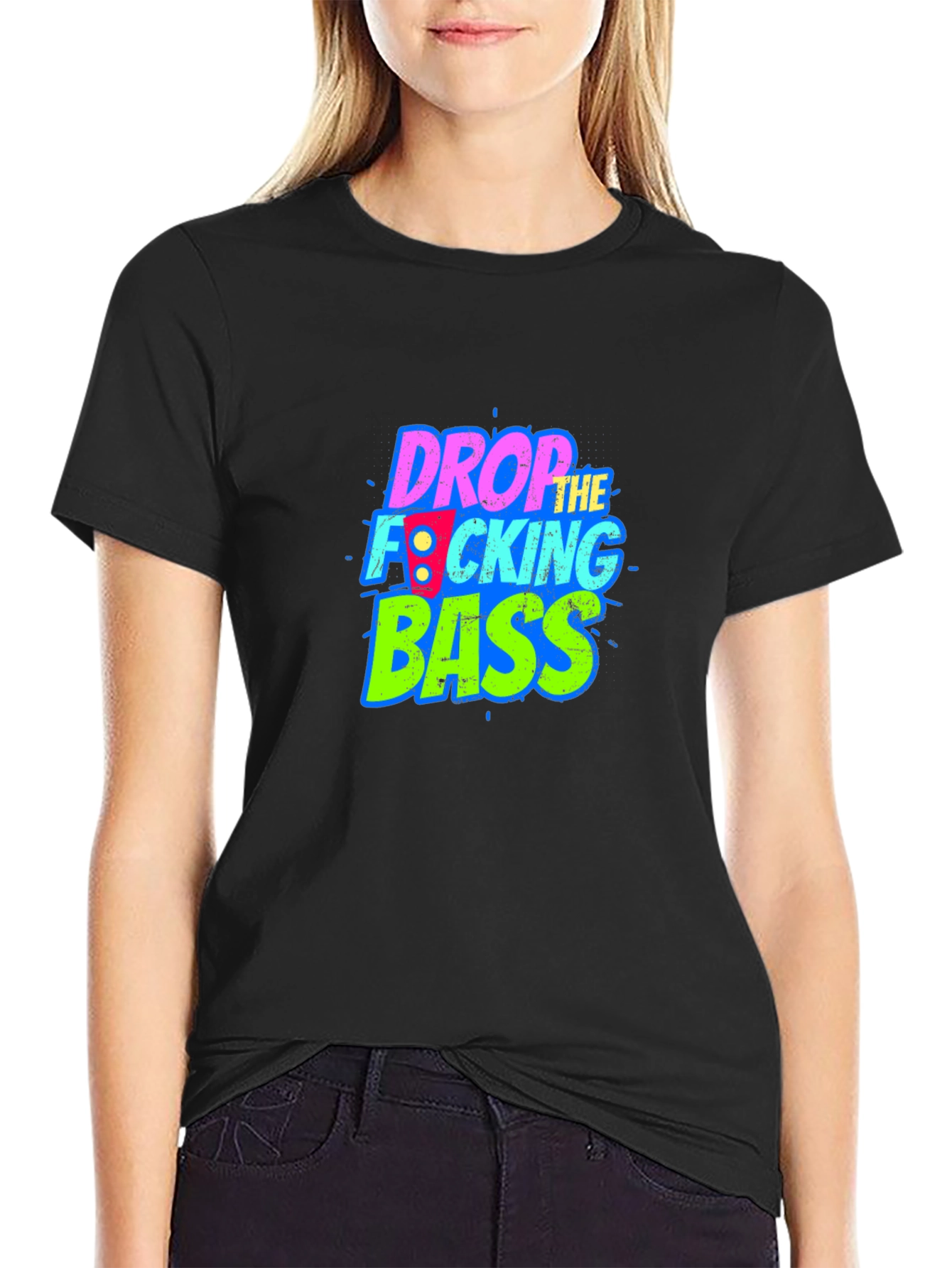 Black Drop the Bass Graphic Tee - Black Cotton Comfort view 2