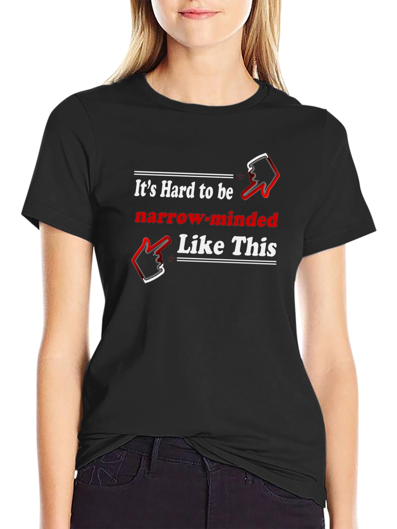 Black Funny Narrow Minded T-Shirt view 2