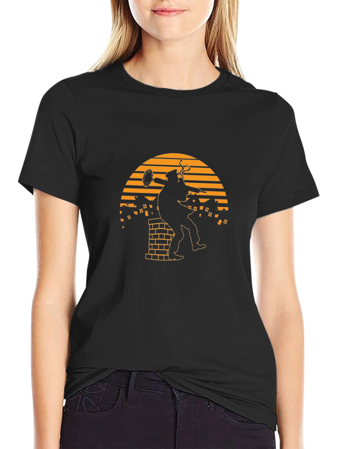 Black Chimney Sweep Silhouette Graphic Tee view 2