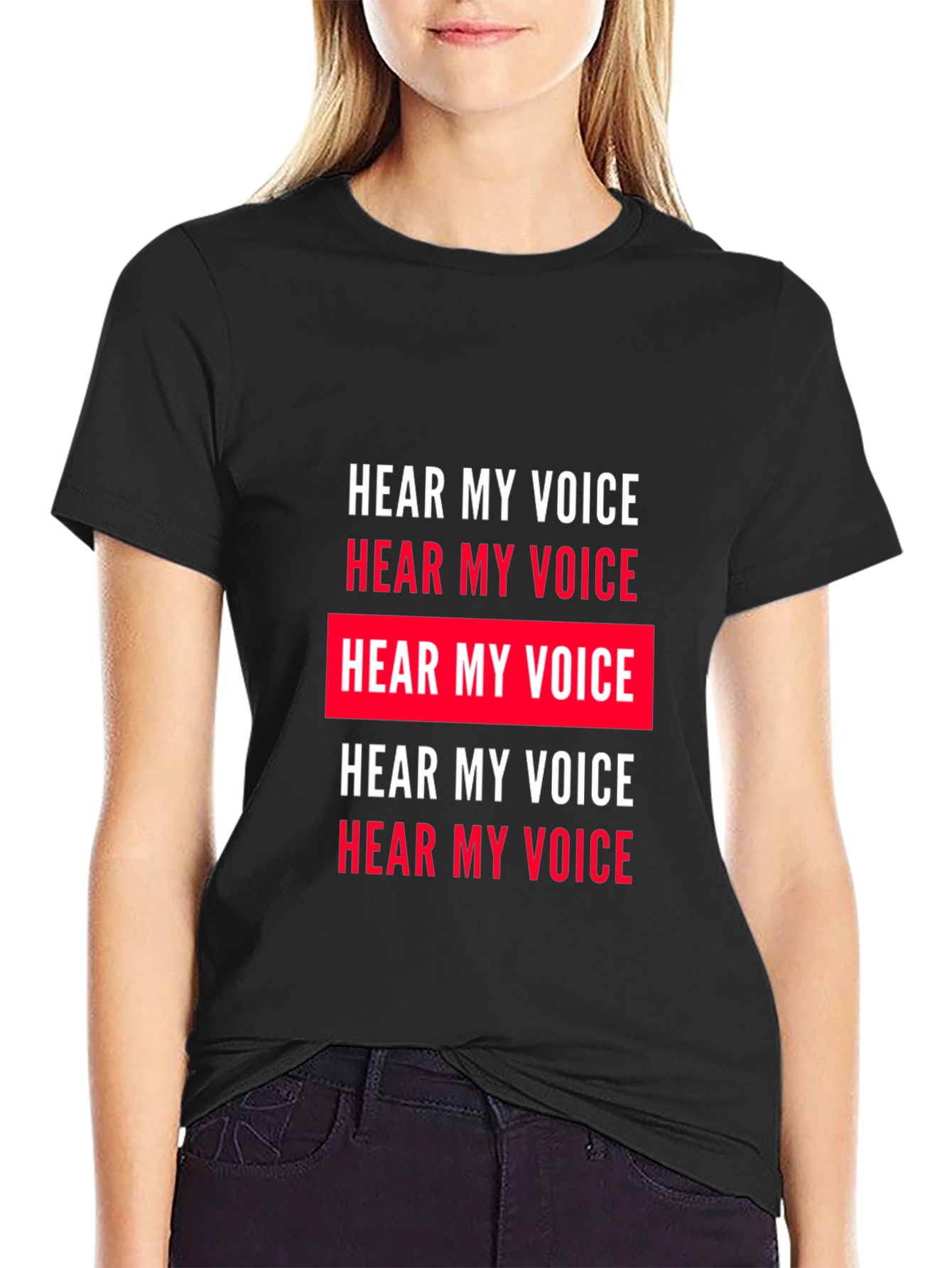 Black Hear My Voice T-Shirt - Statement Tee view 2