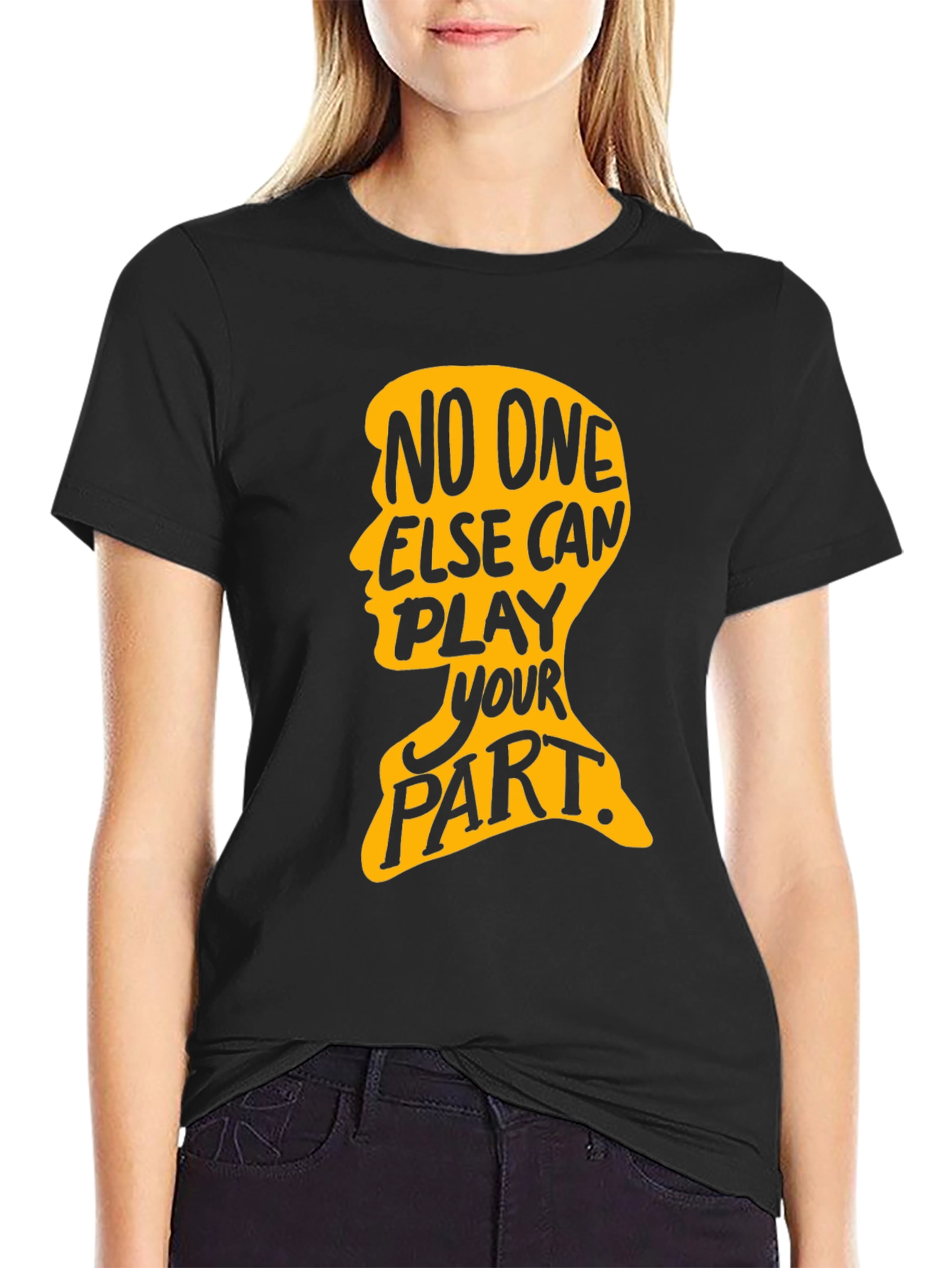 Black Inspirational 'No One Else' Graphic Black T-Shirt view 2