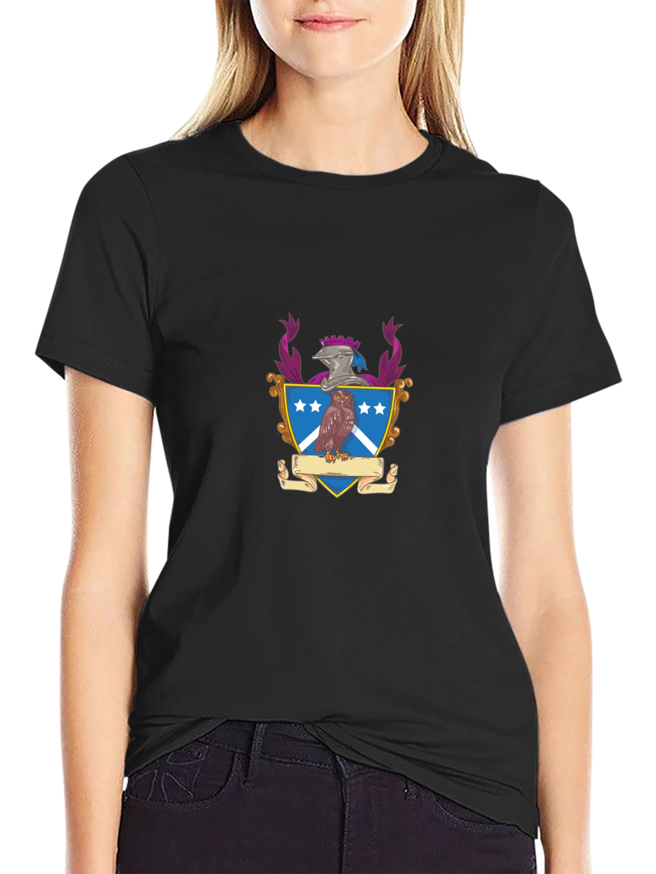 Black Black T-Shirt with Family Crest Graphic view 2