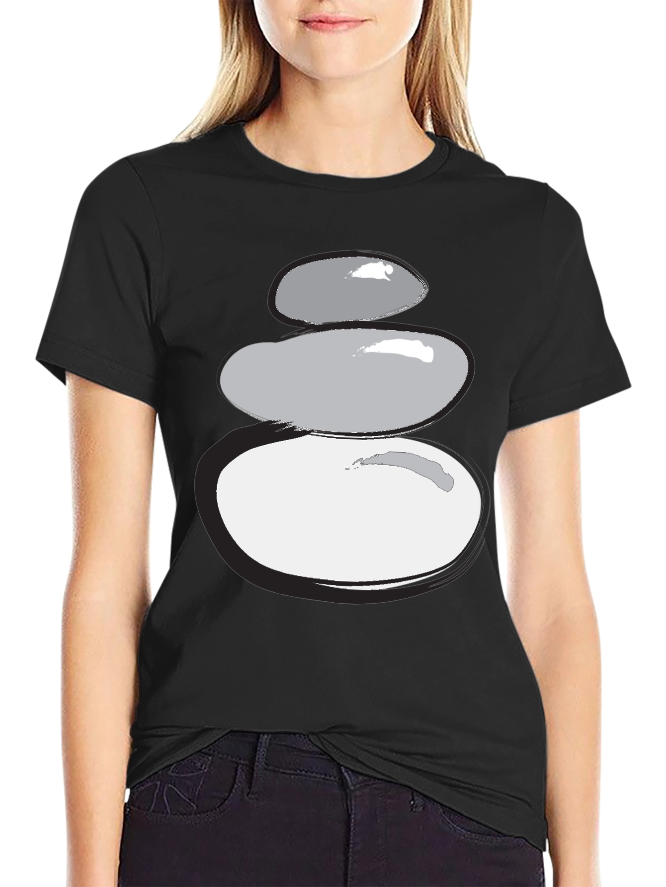 Black Stacked Stones Graphic Tee - Zen Style view 2